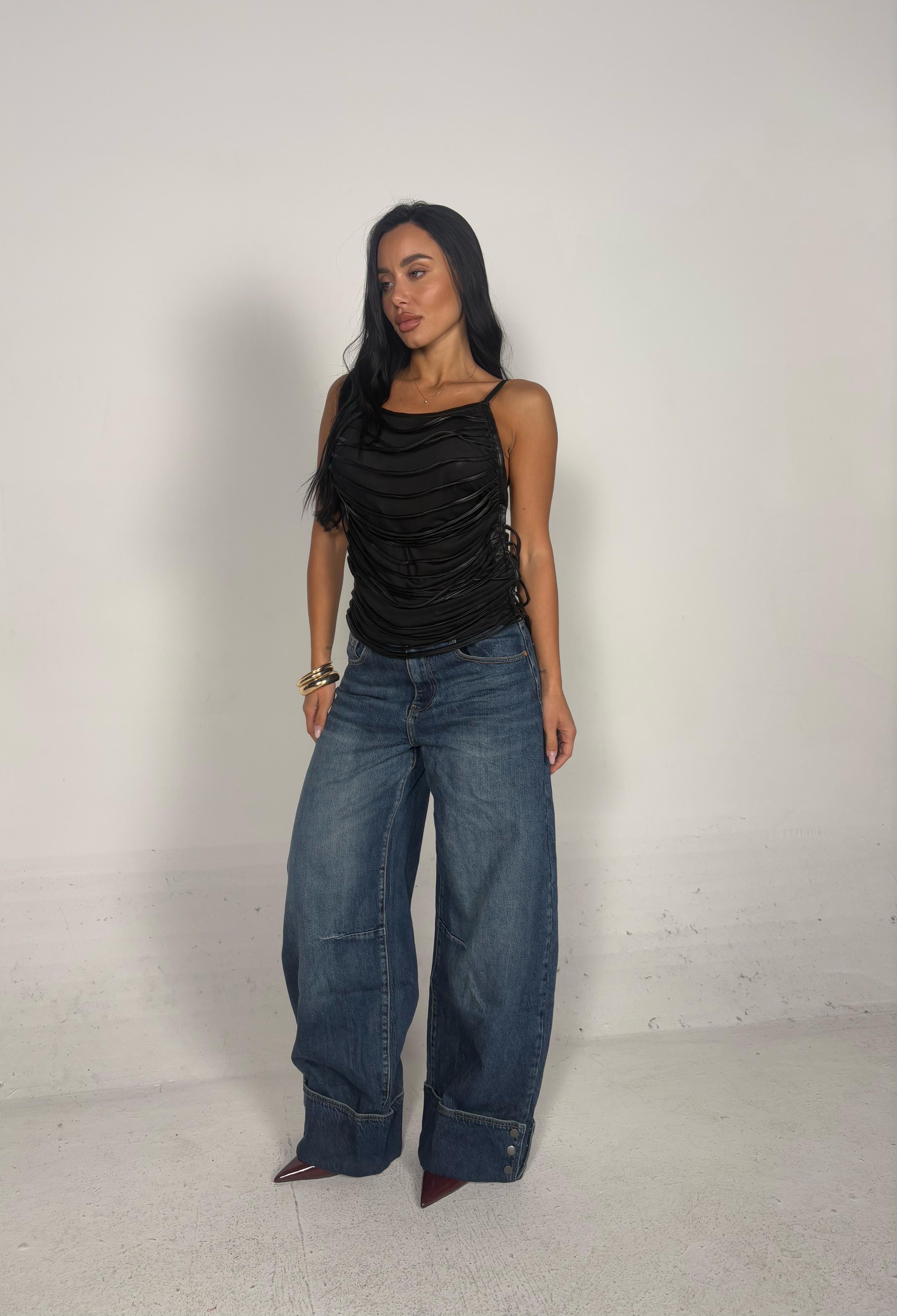Jeans con piegone lavaggio chiaro