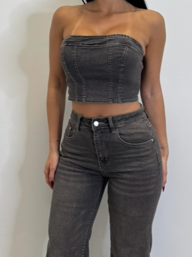 Top jeans grigio