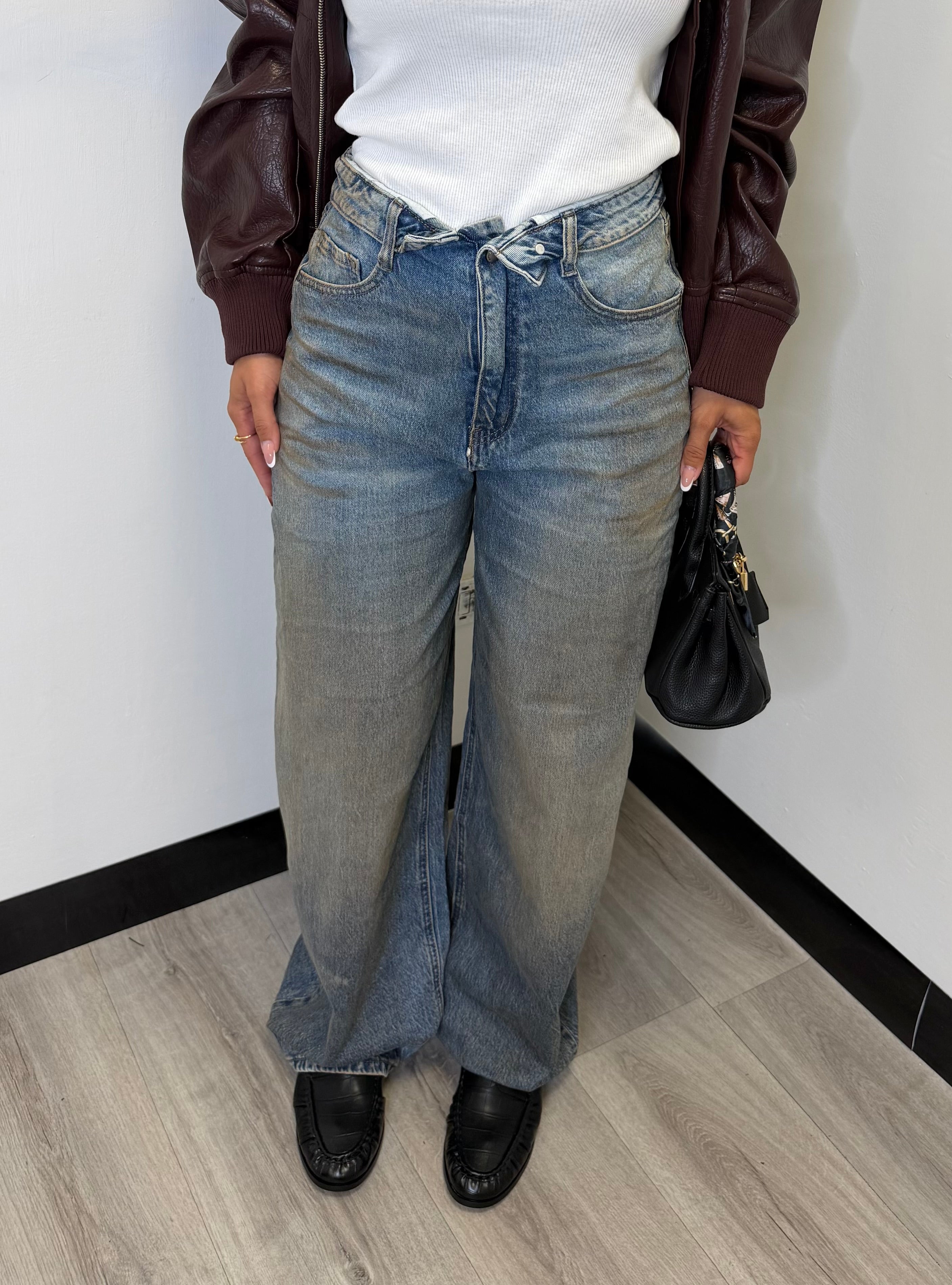 JEANS VITA RISVOLTATA OMBRÉ