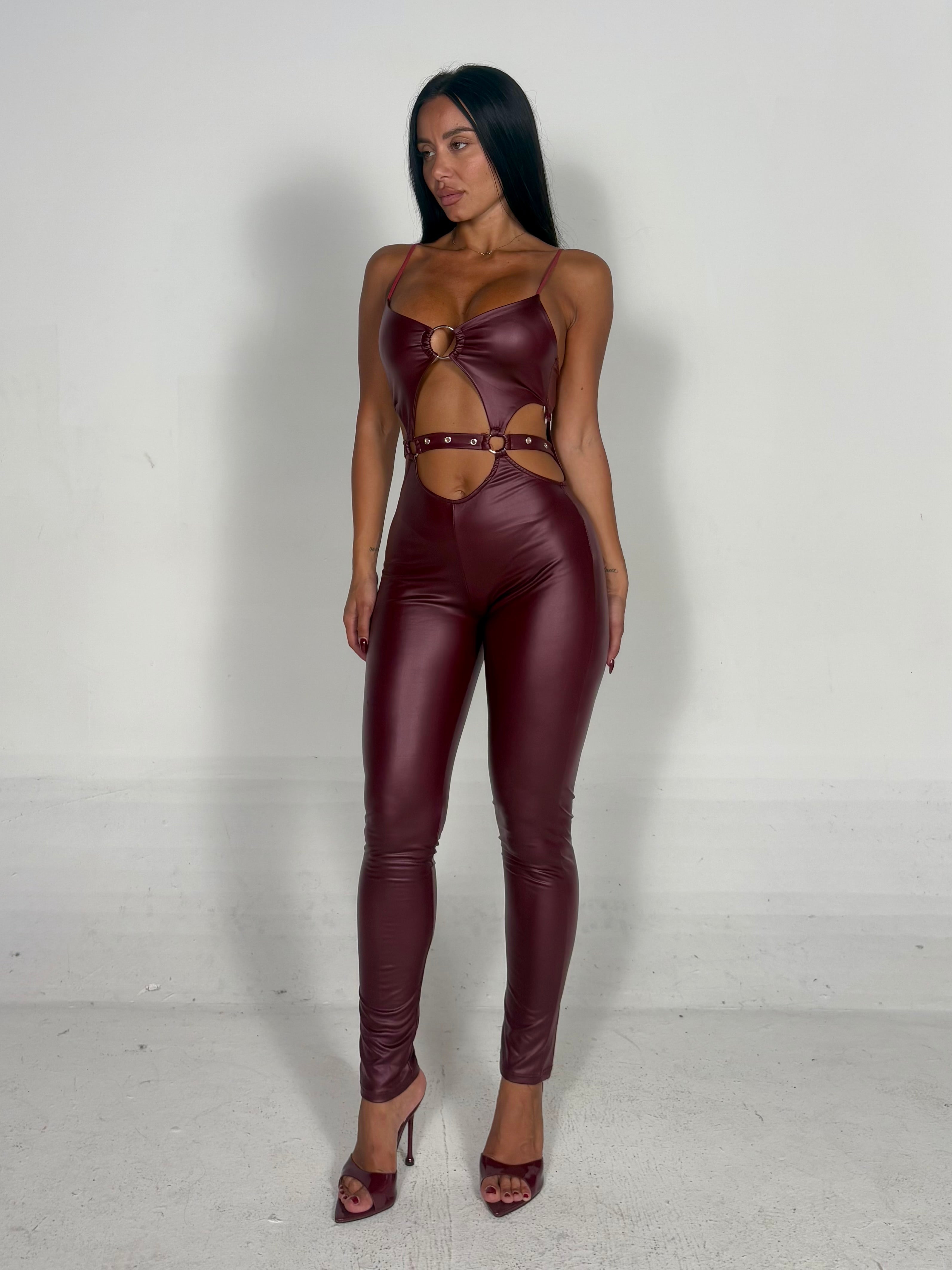 Tuta  in ecopelle bordeaux