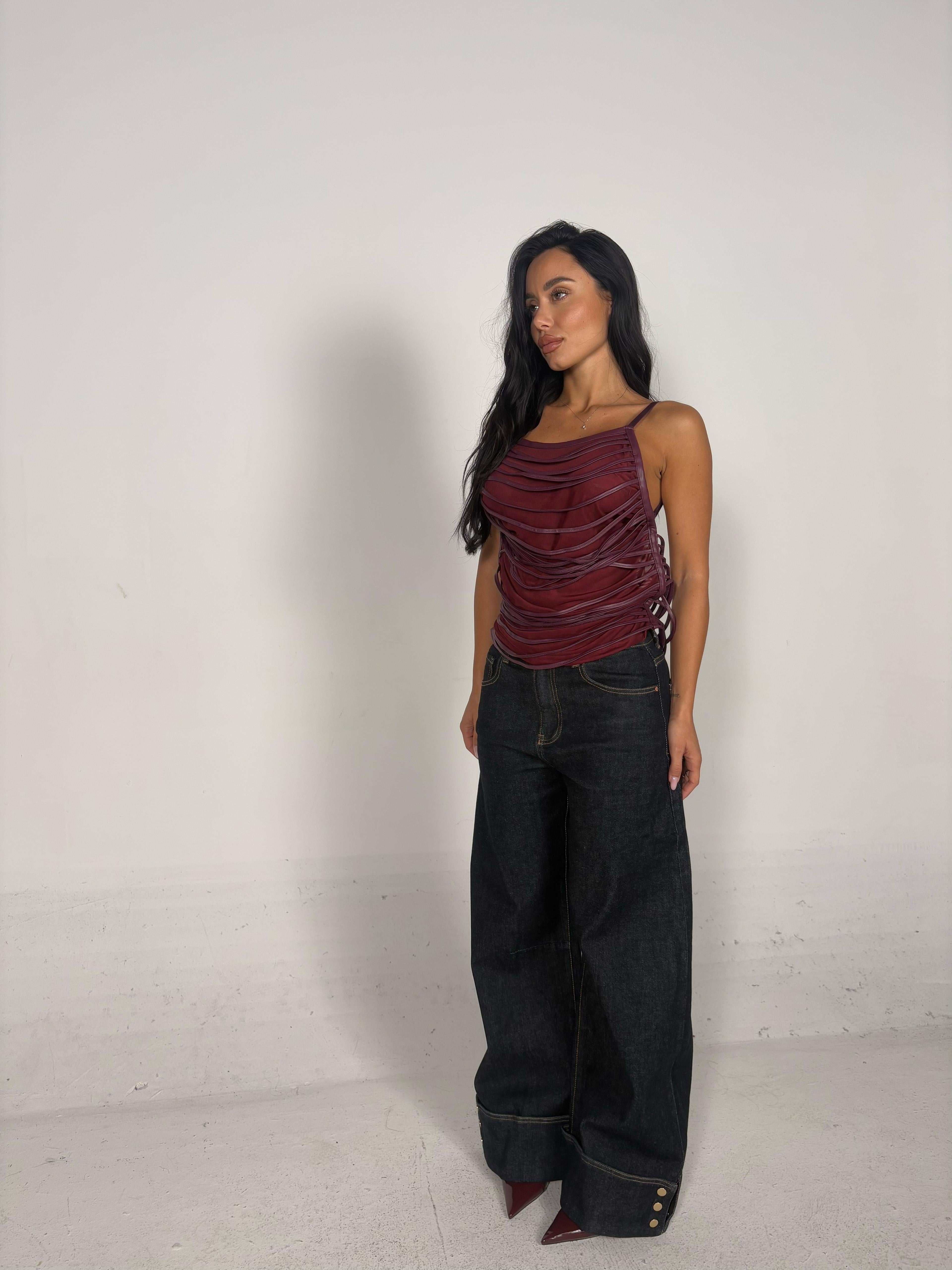 Jeans con piegone lavaggio zero