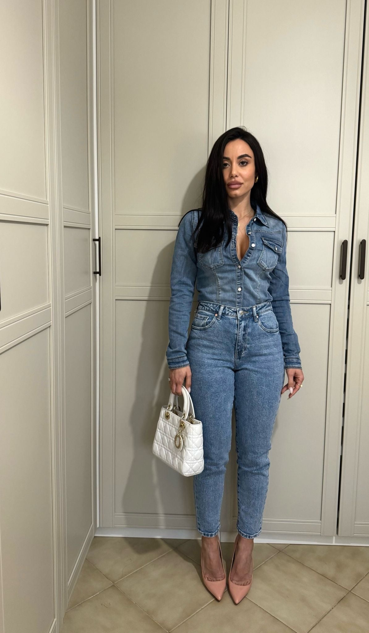 Jeans vita alta blu