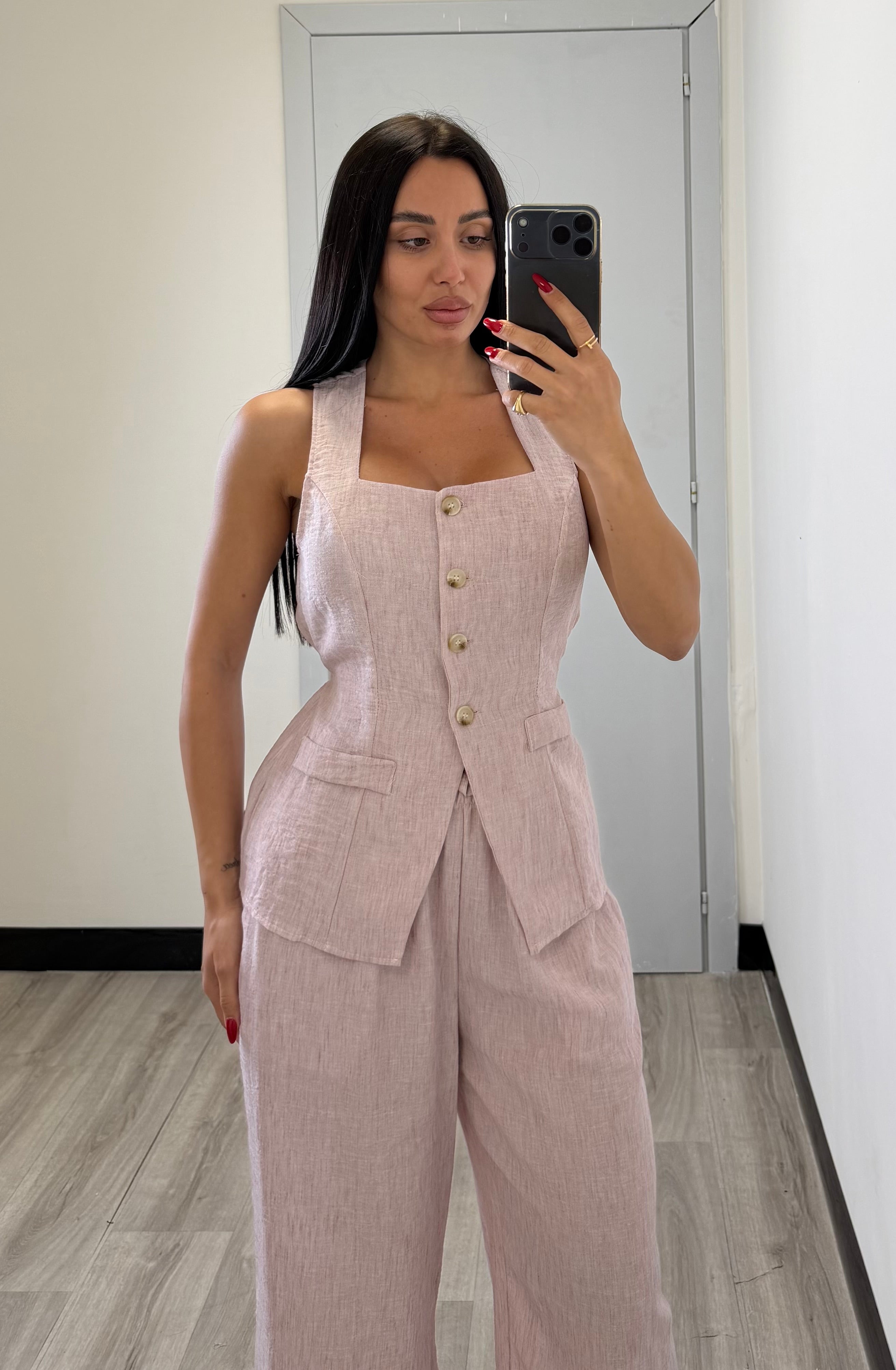 Coordinato con gilet in lino