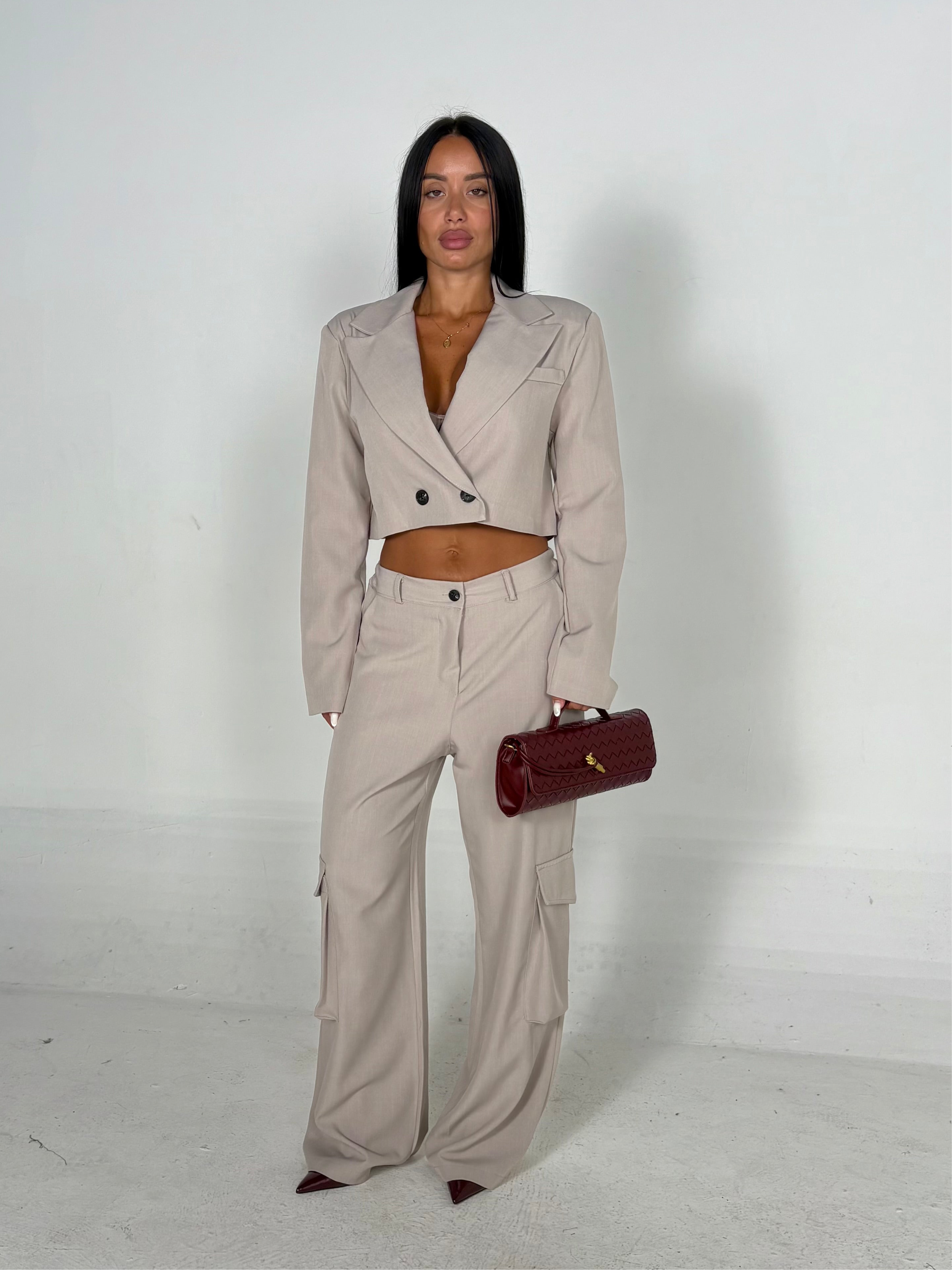 Tailleur cargo grigio