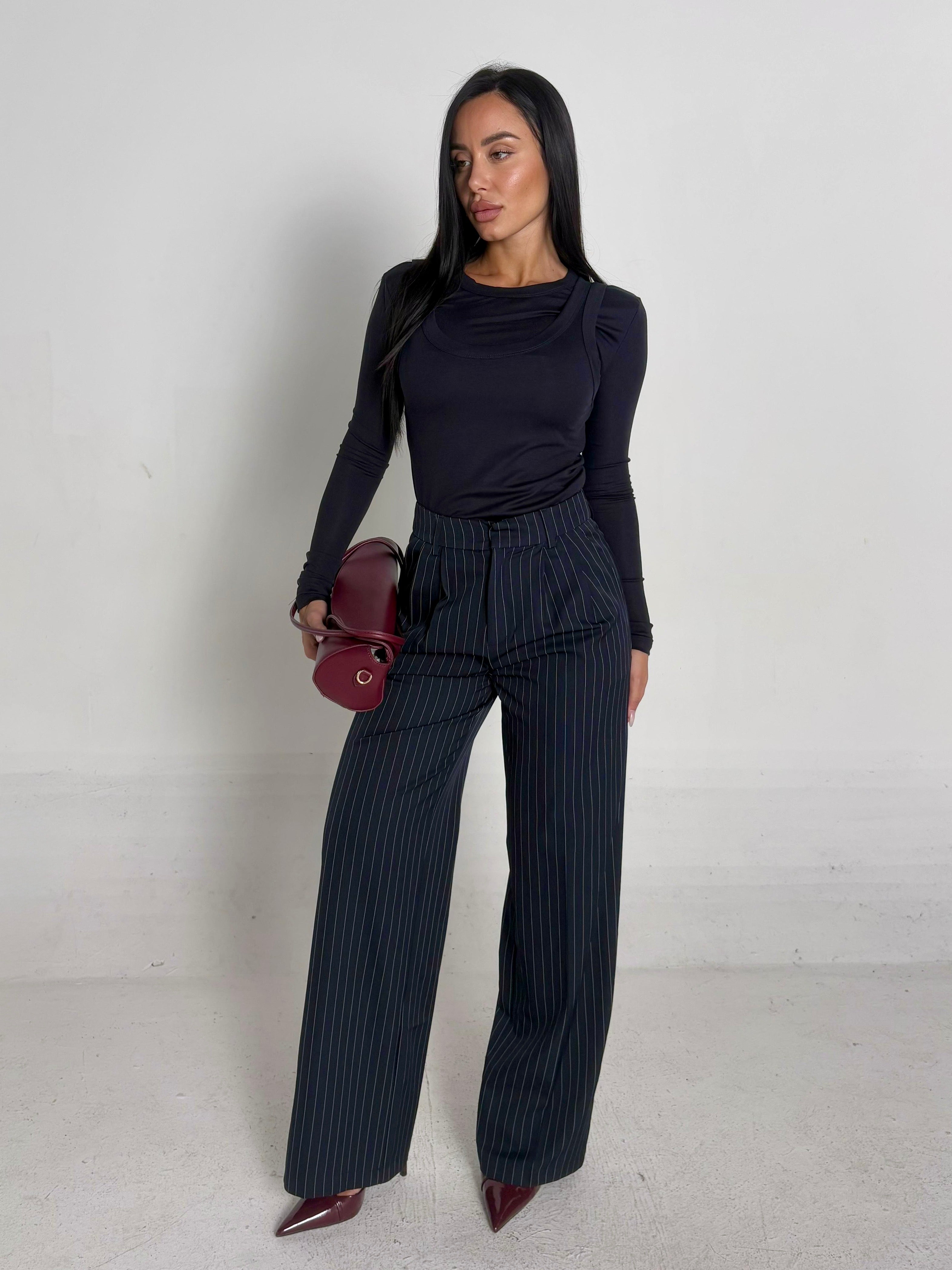 Pantalone gessato blu
