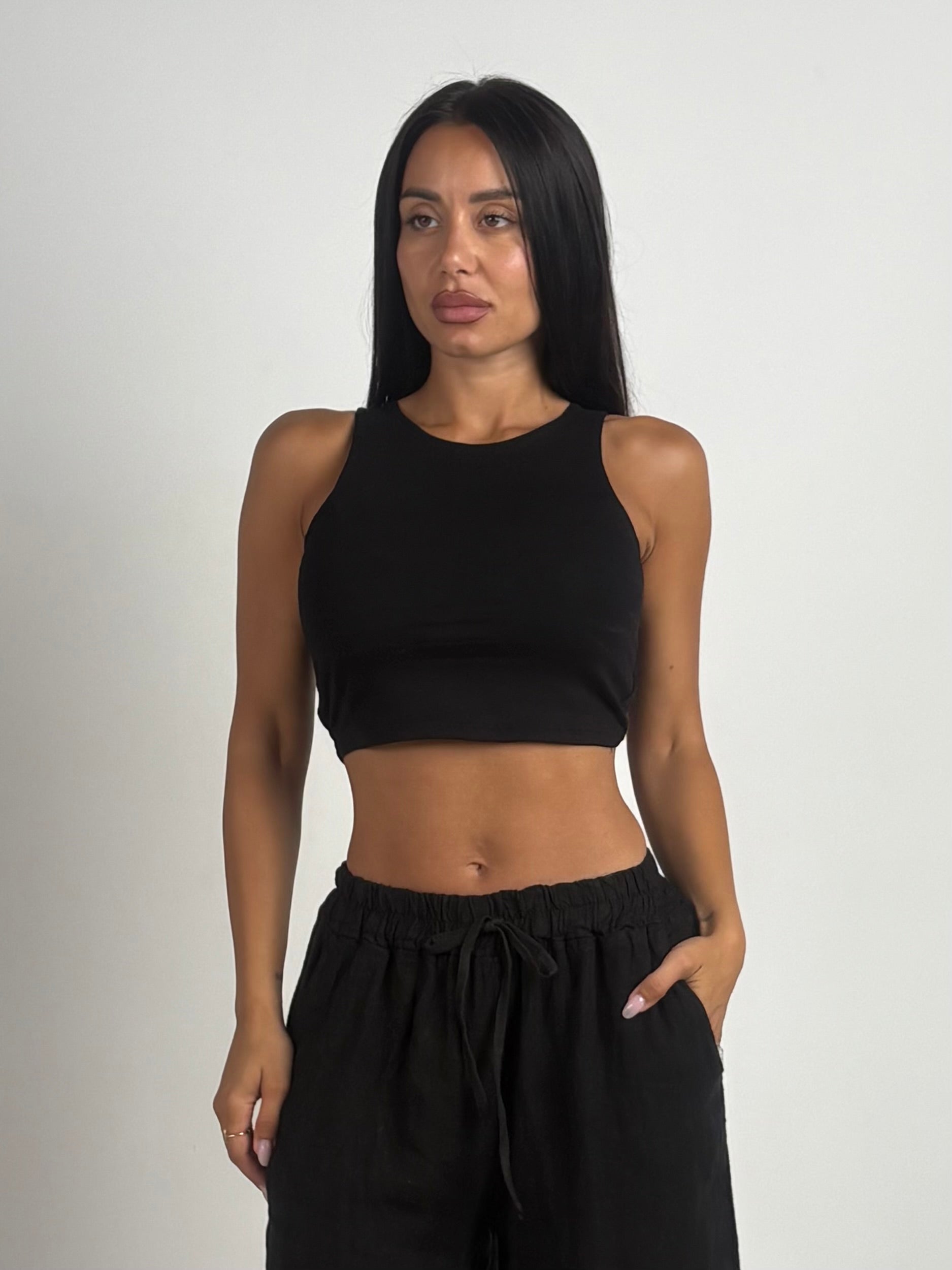 Maglia crop nero
