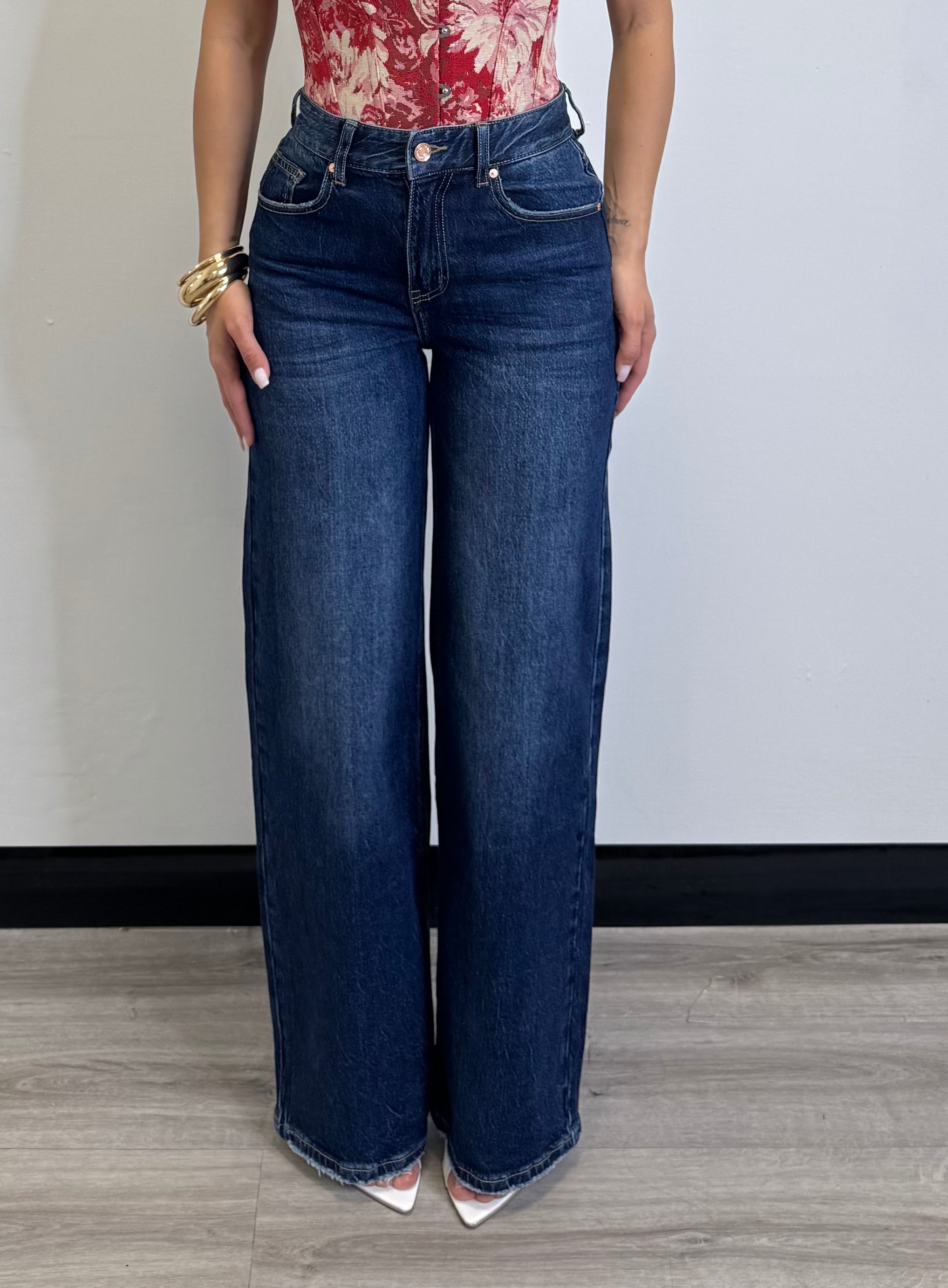 Jeans palazzo blu scuro