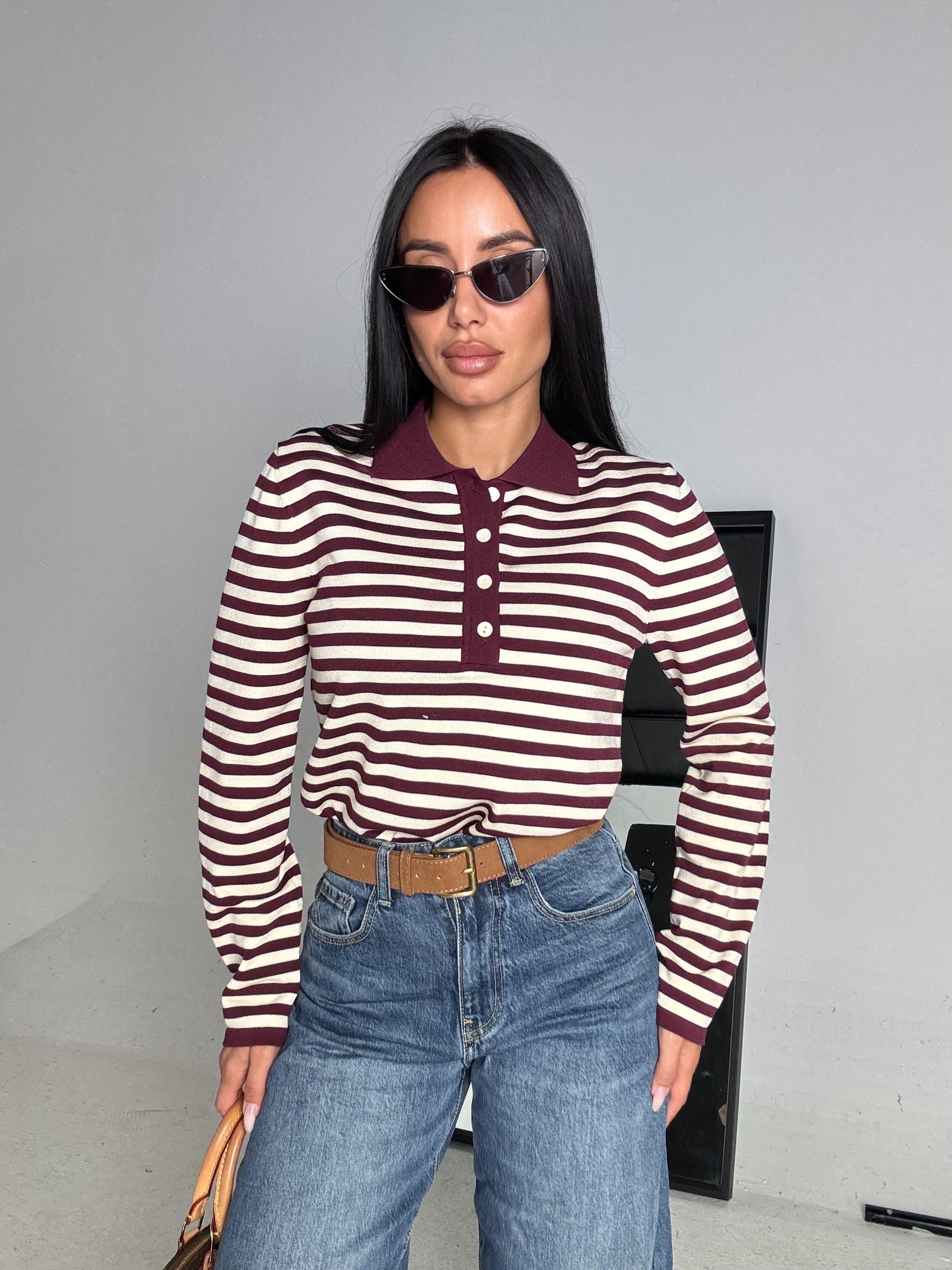 Polo a righe swee bordeaux