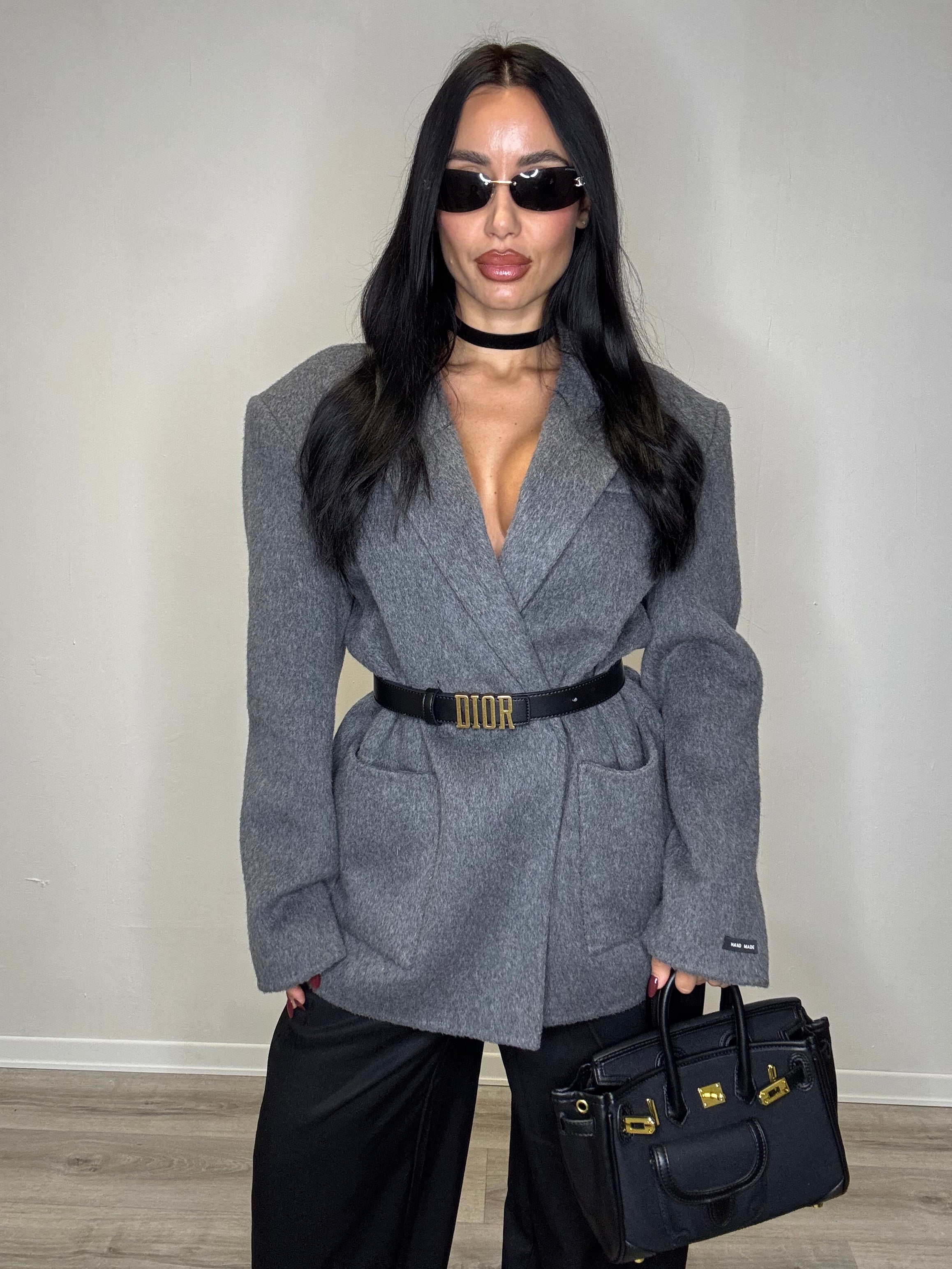 Blazer in cashmere grigio