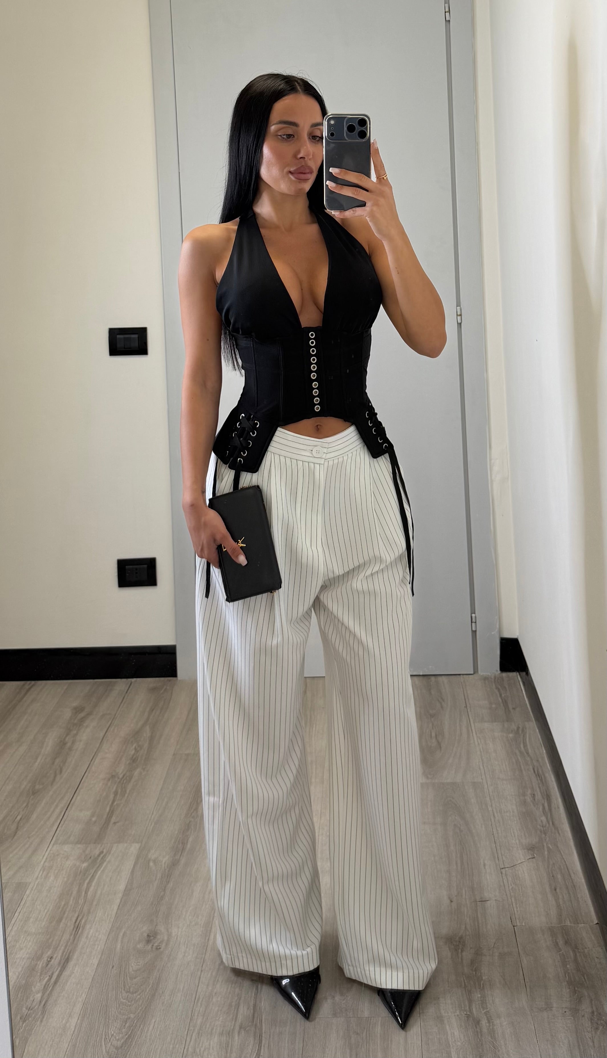 Pantalone palazzo gessato
