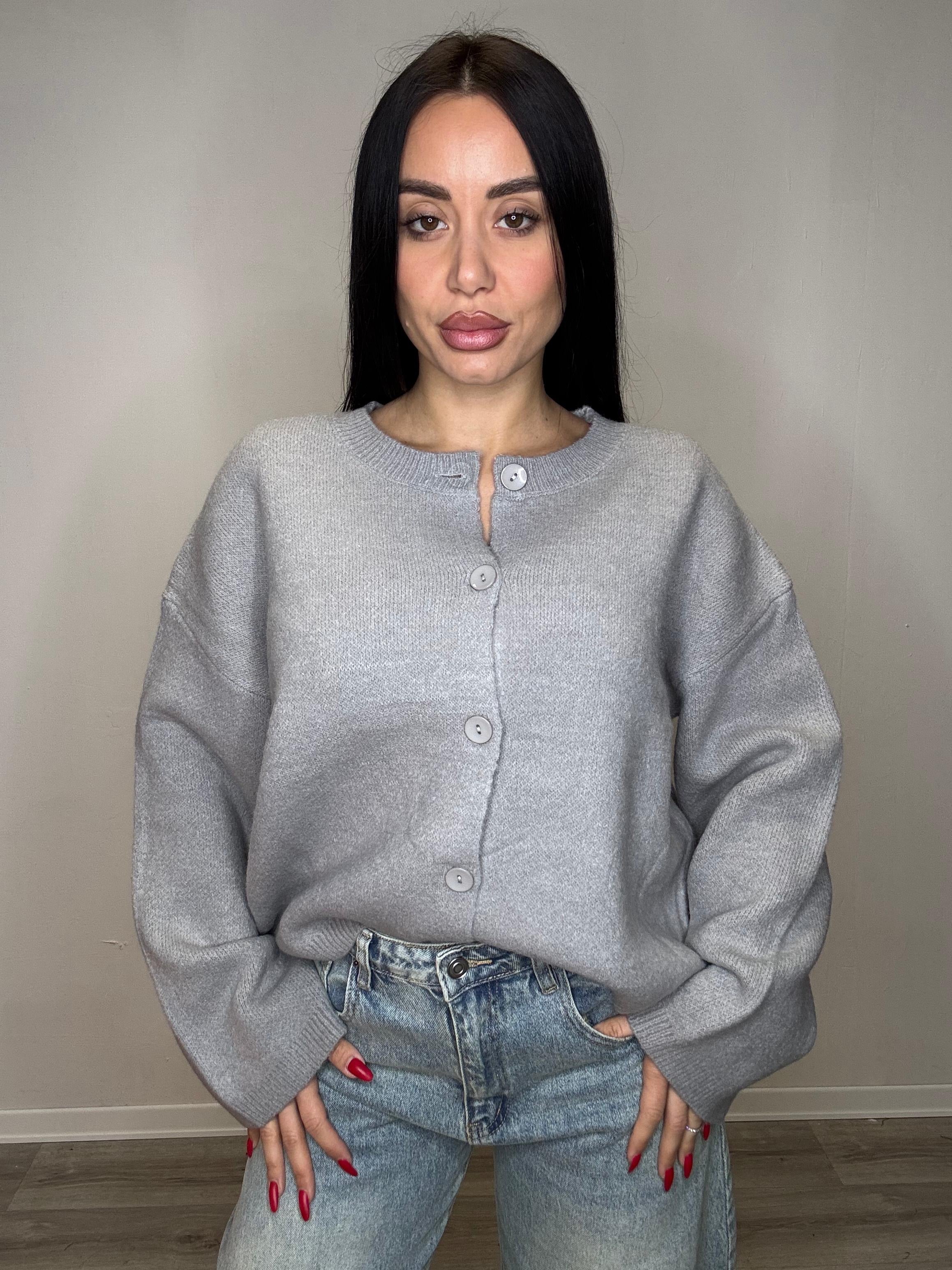 Cardigan in lana girocollo