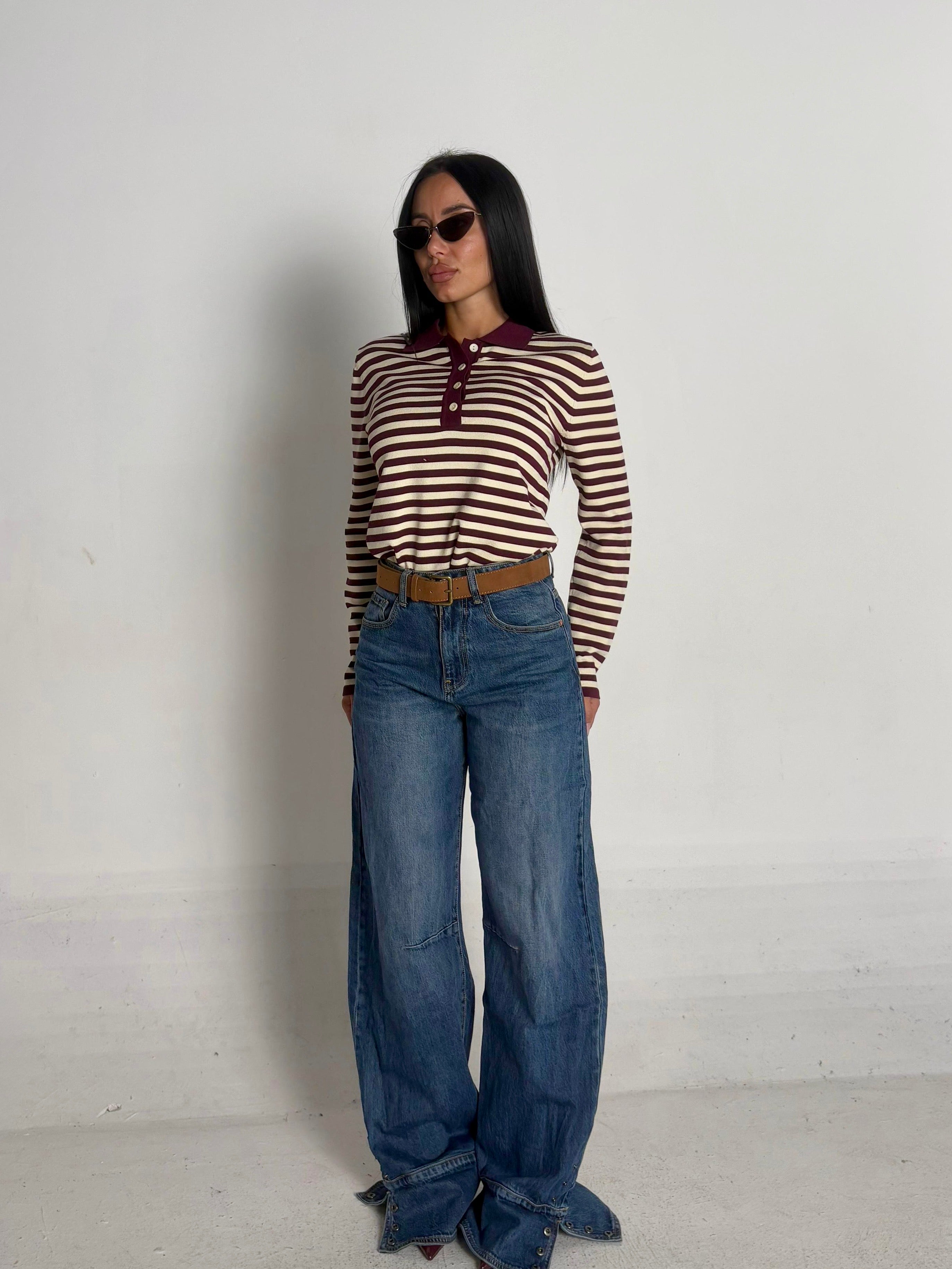 Polo a righe swee bordeaux