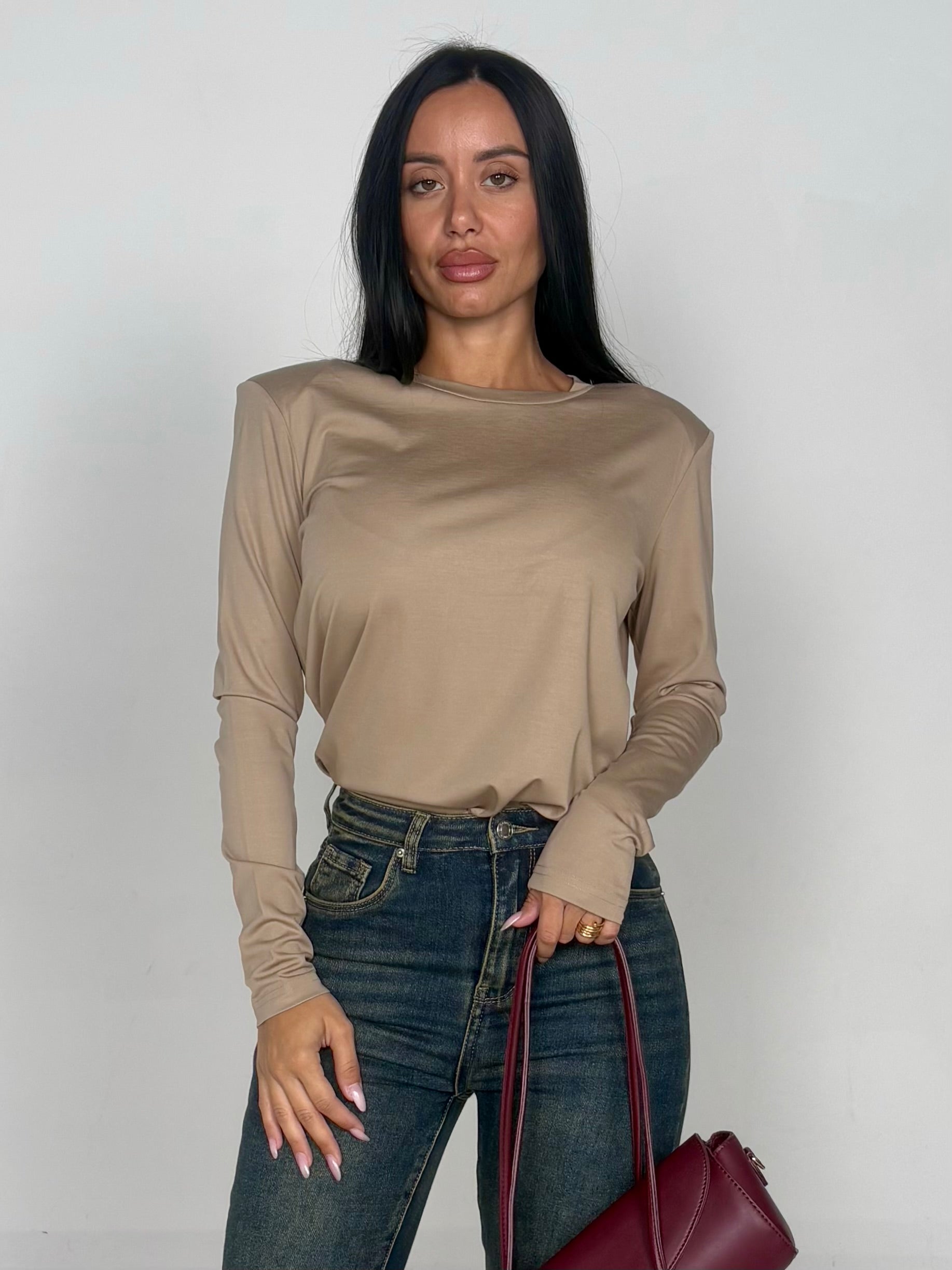 Maglia con spalline beige