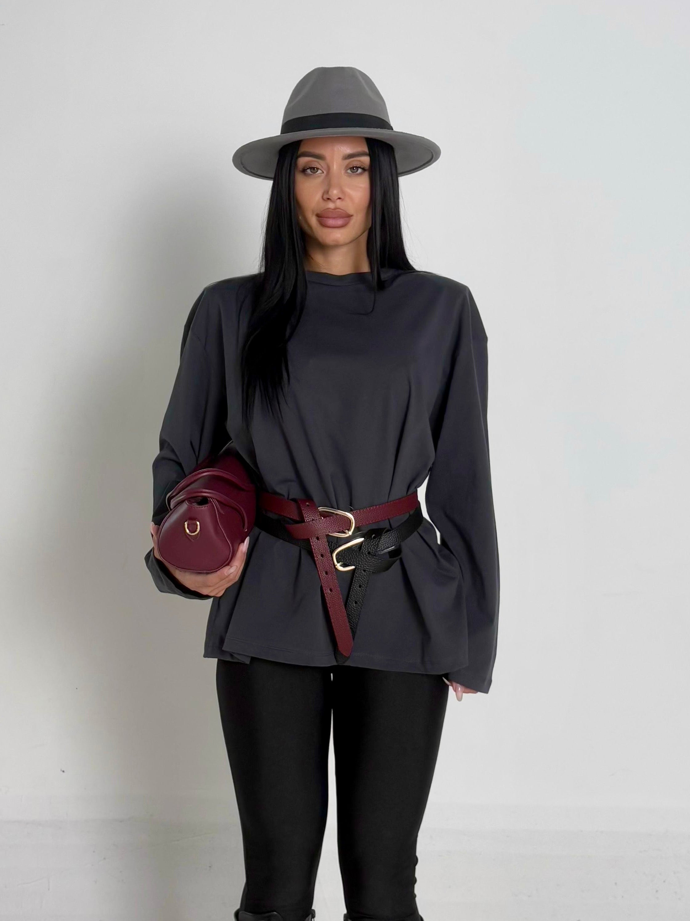 Maglia west con spalline grigia
