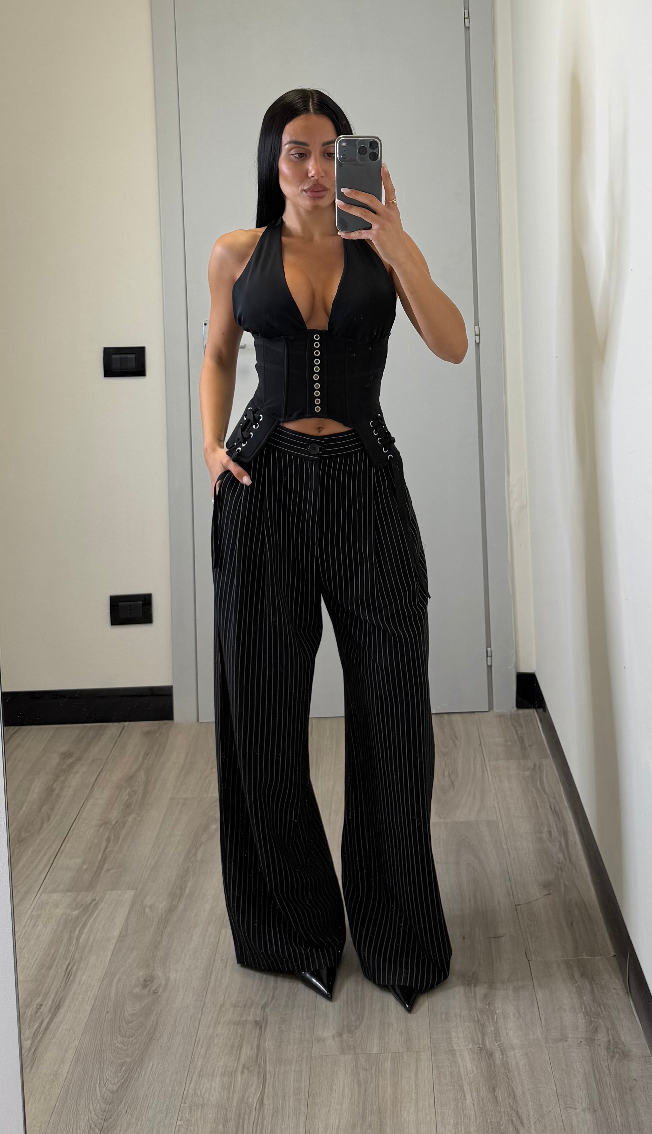 Pantalone palazzo gessato