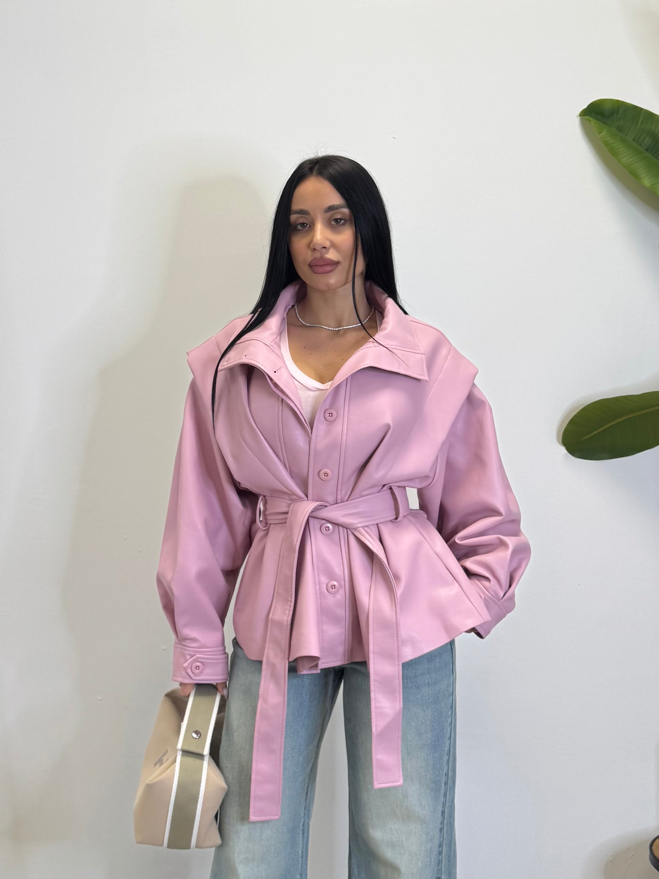 Trench ecopelle rosa