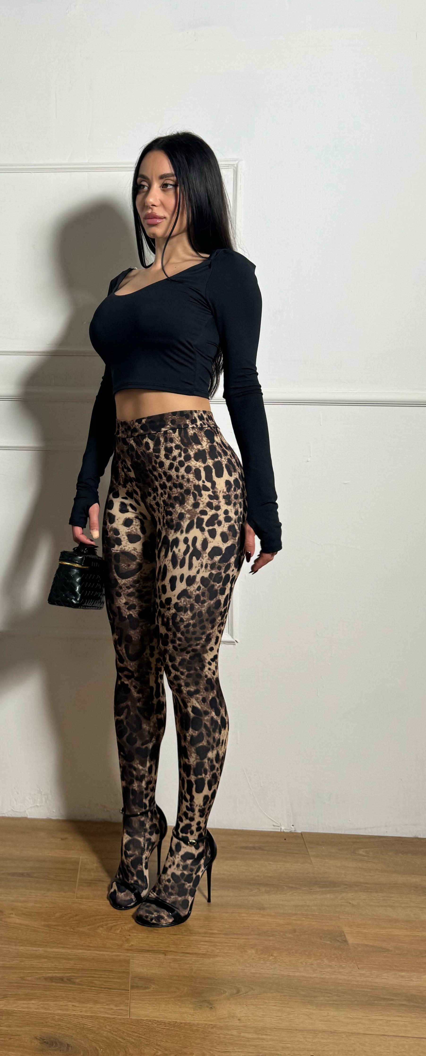 Leggins calza leopardato