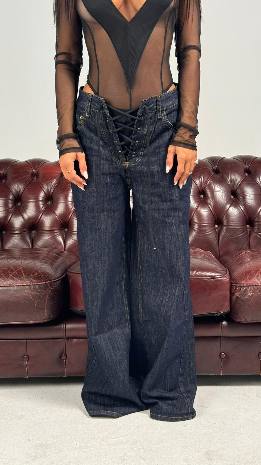 Jeans palazzo stringato