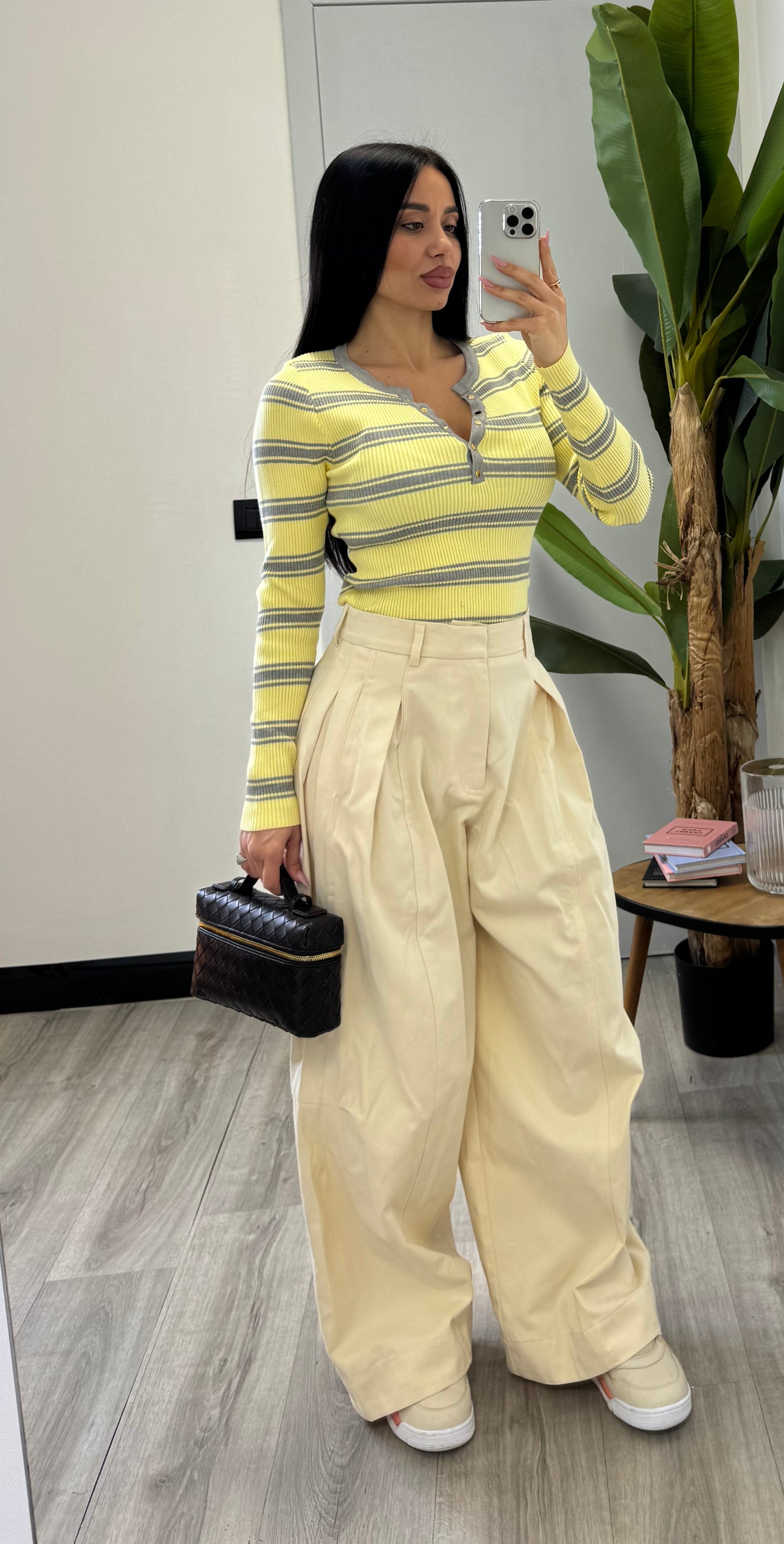 Pantalone baggy crema