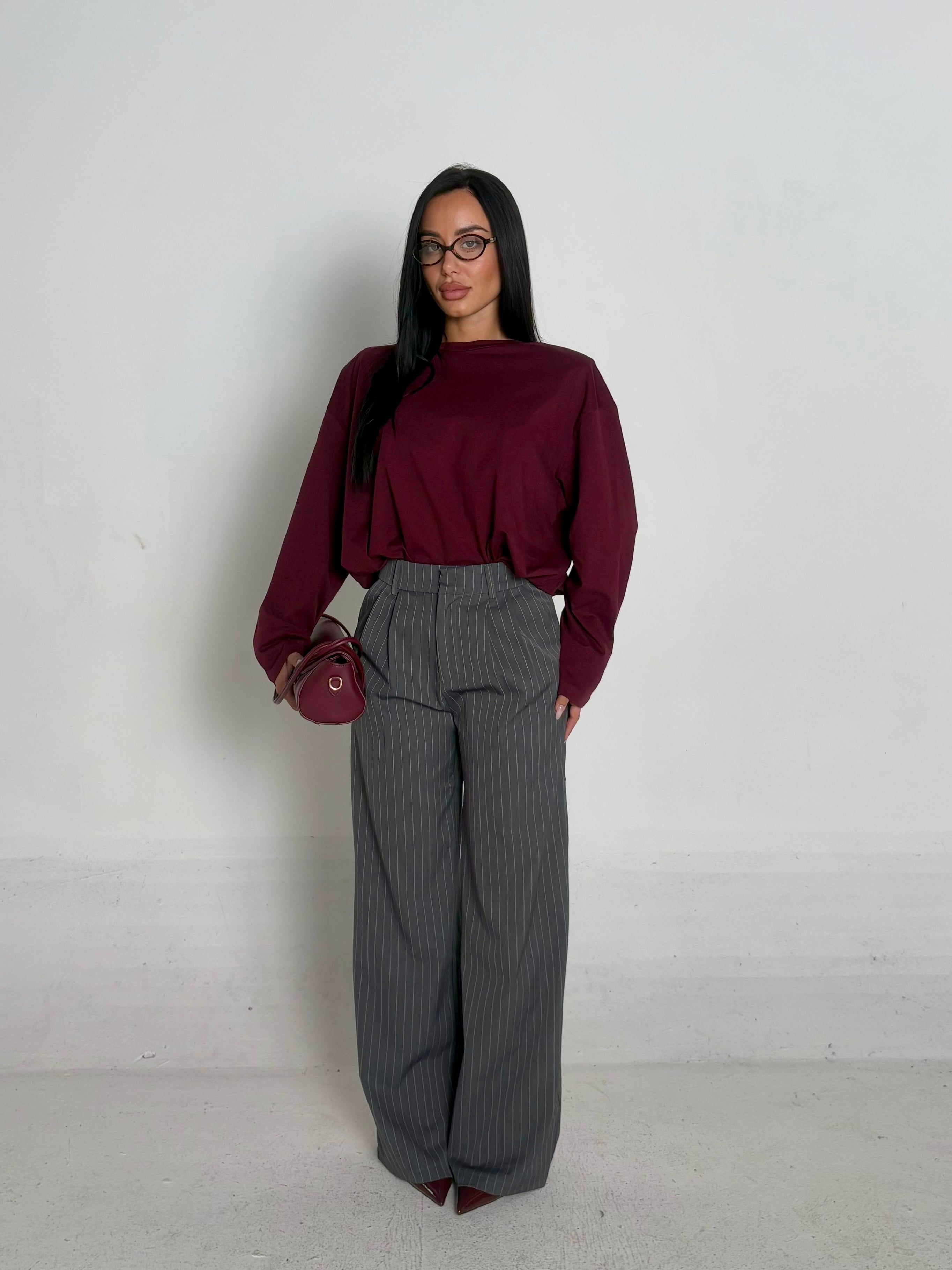 Pantalone gessato grigio