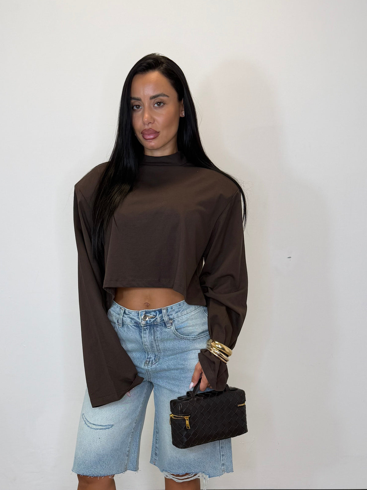 MAGLIA CROP CON SPALLINE