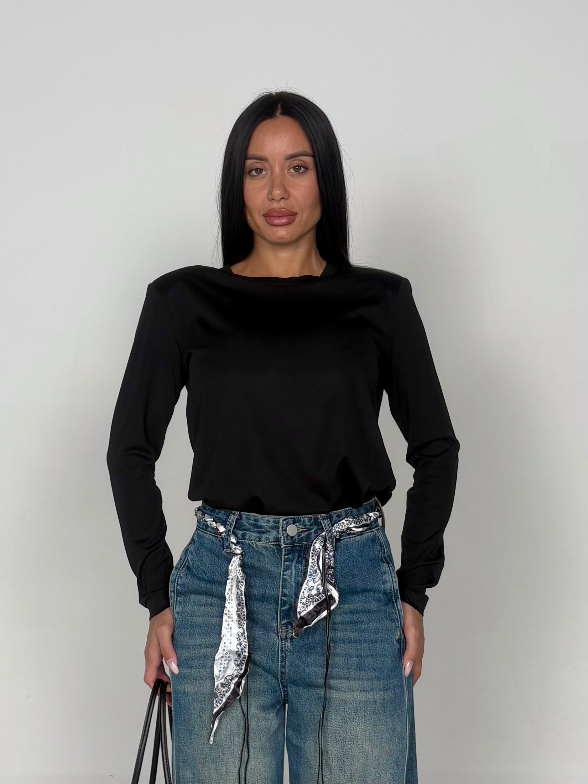 Maglia con spalline nero