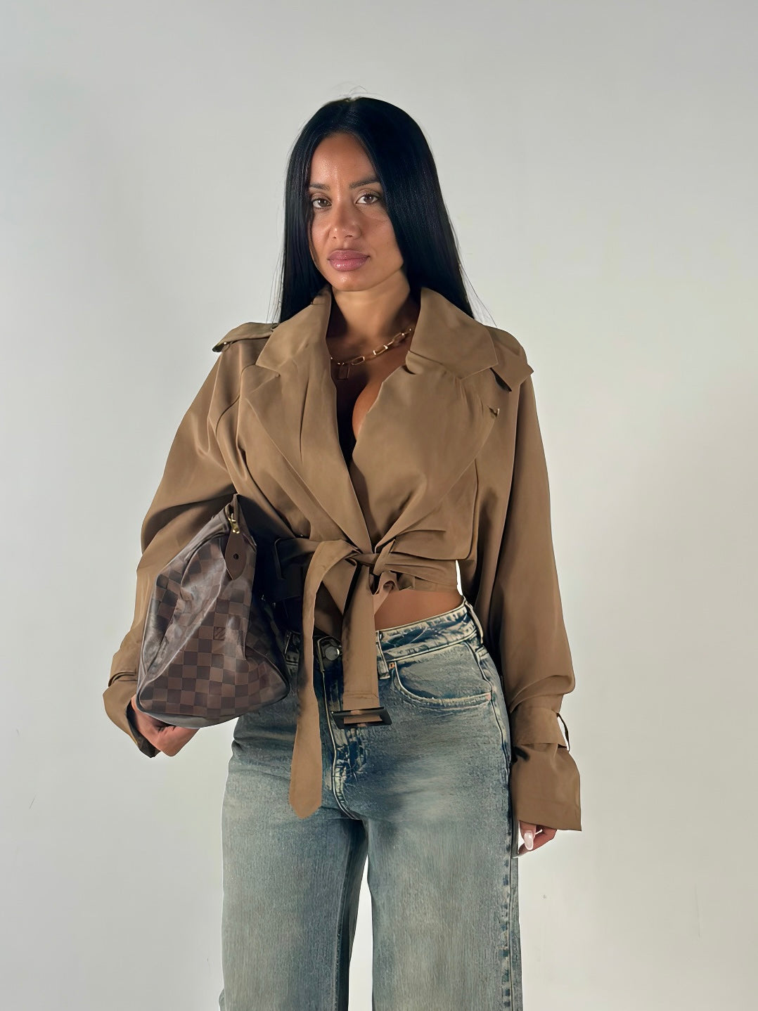 Trench crop beige