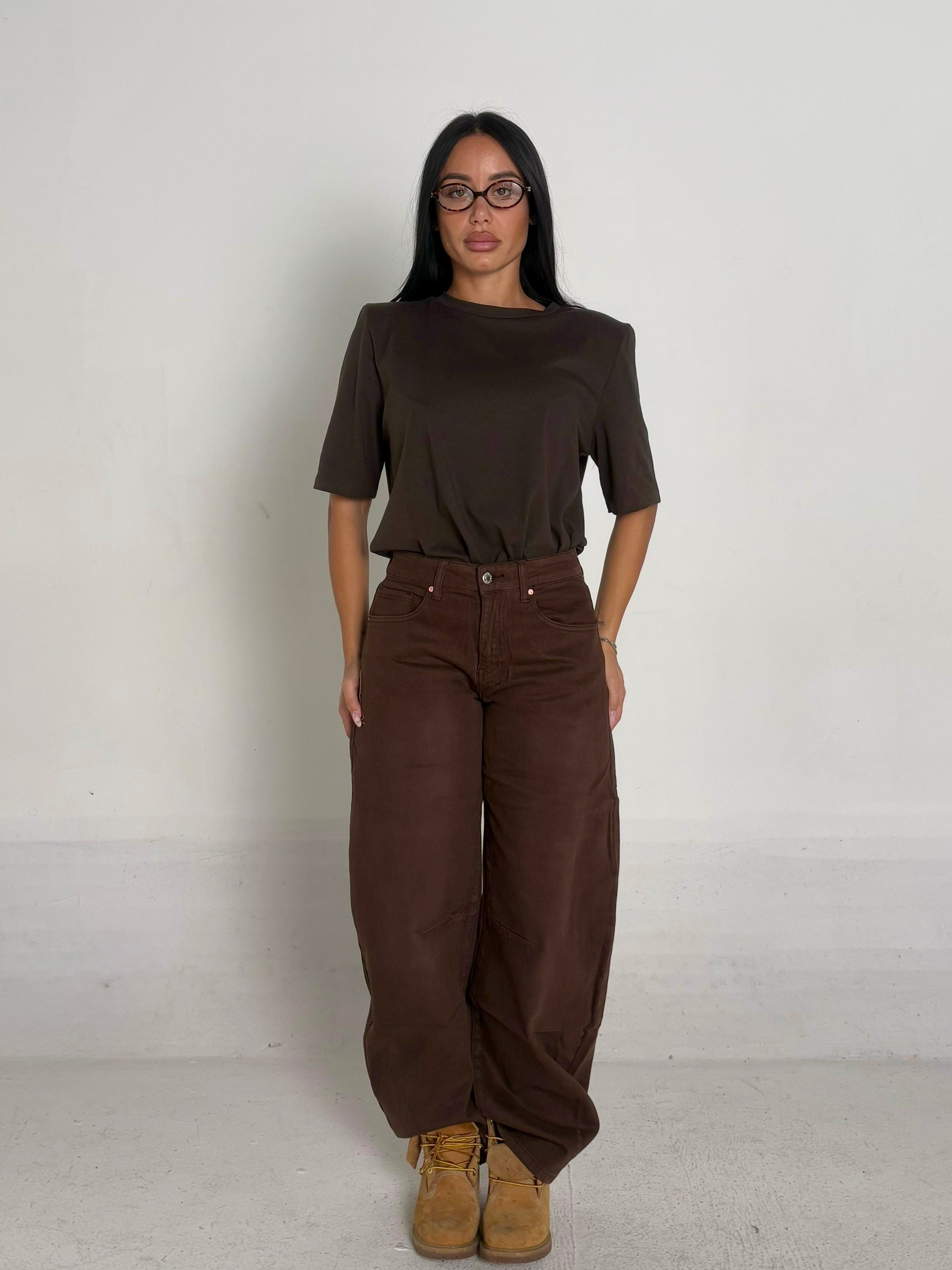 Jeans ballon marrone