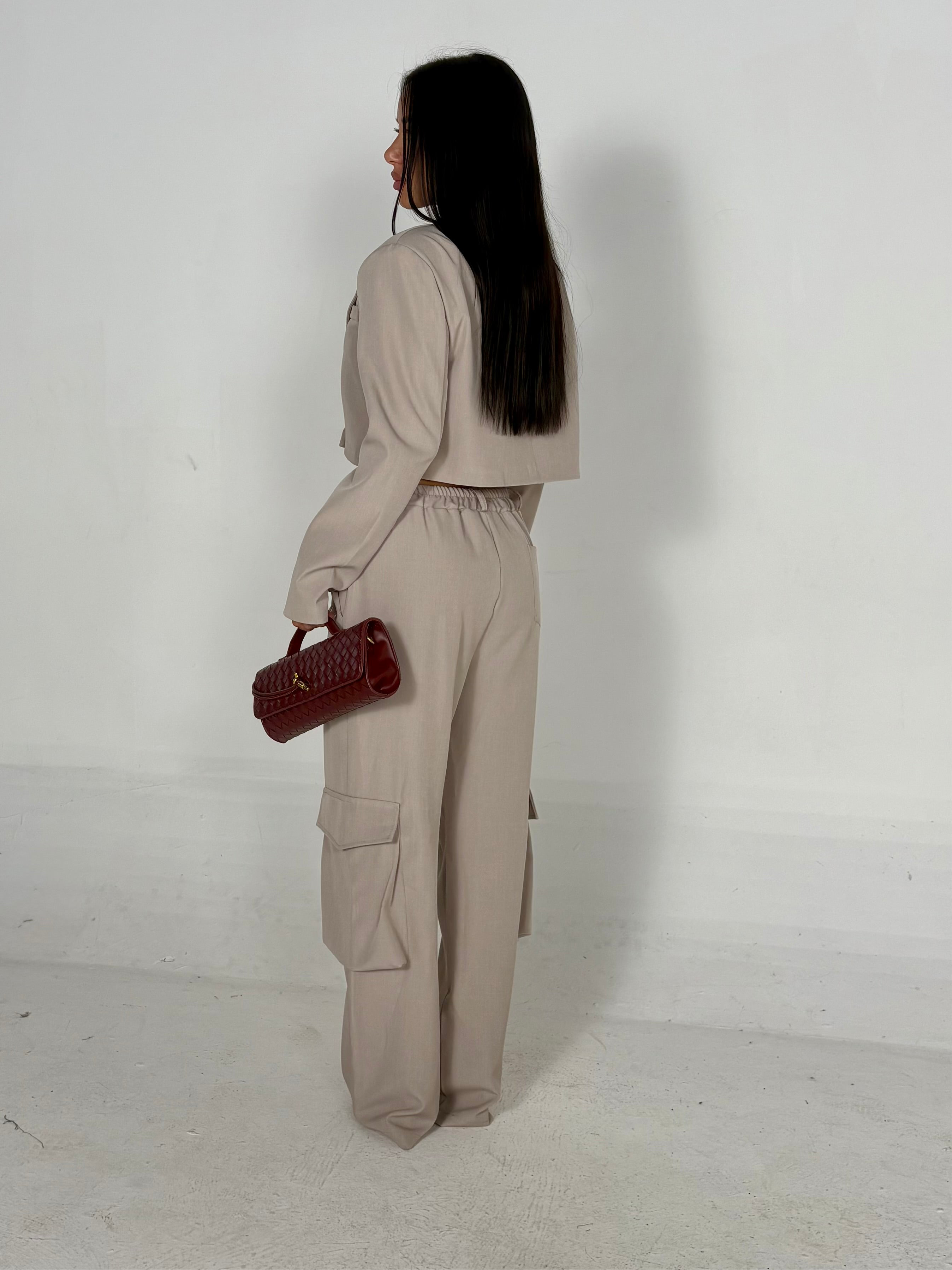 Tailleur cargo grigio
