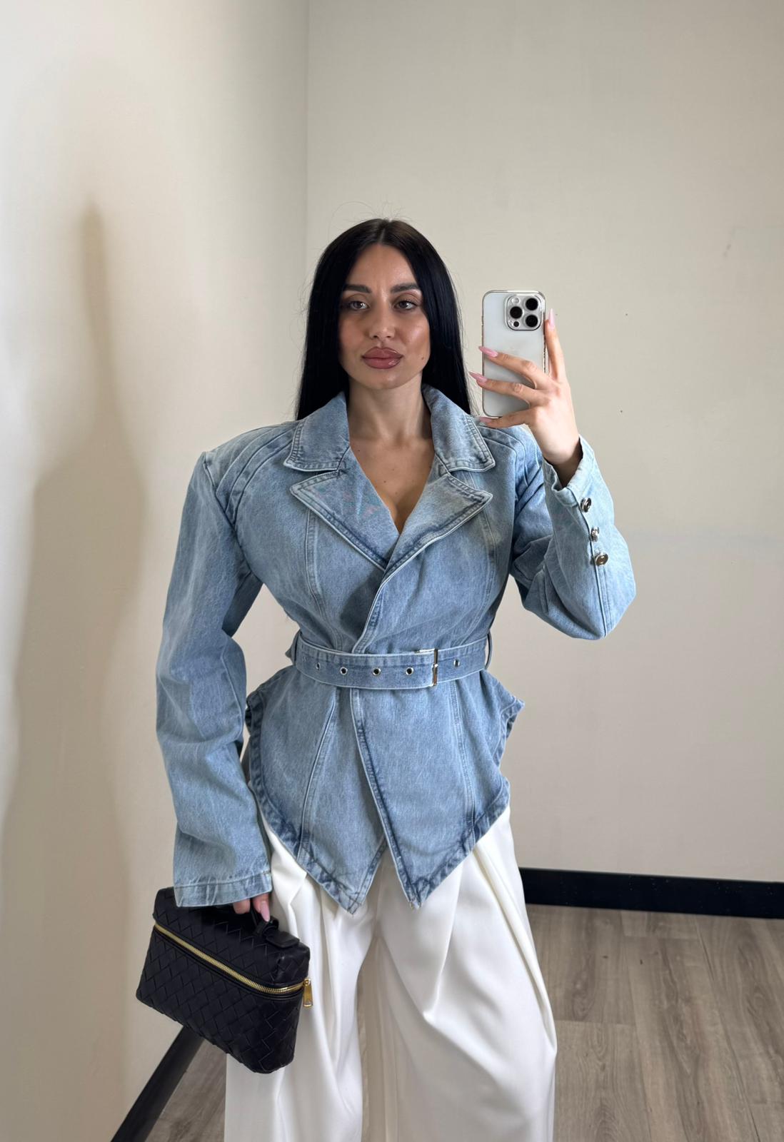 Blazer jeans con spalline