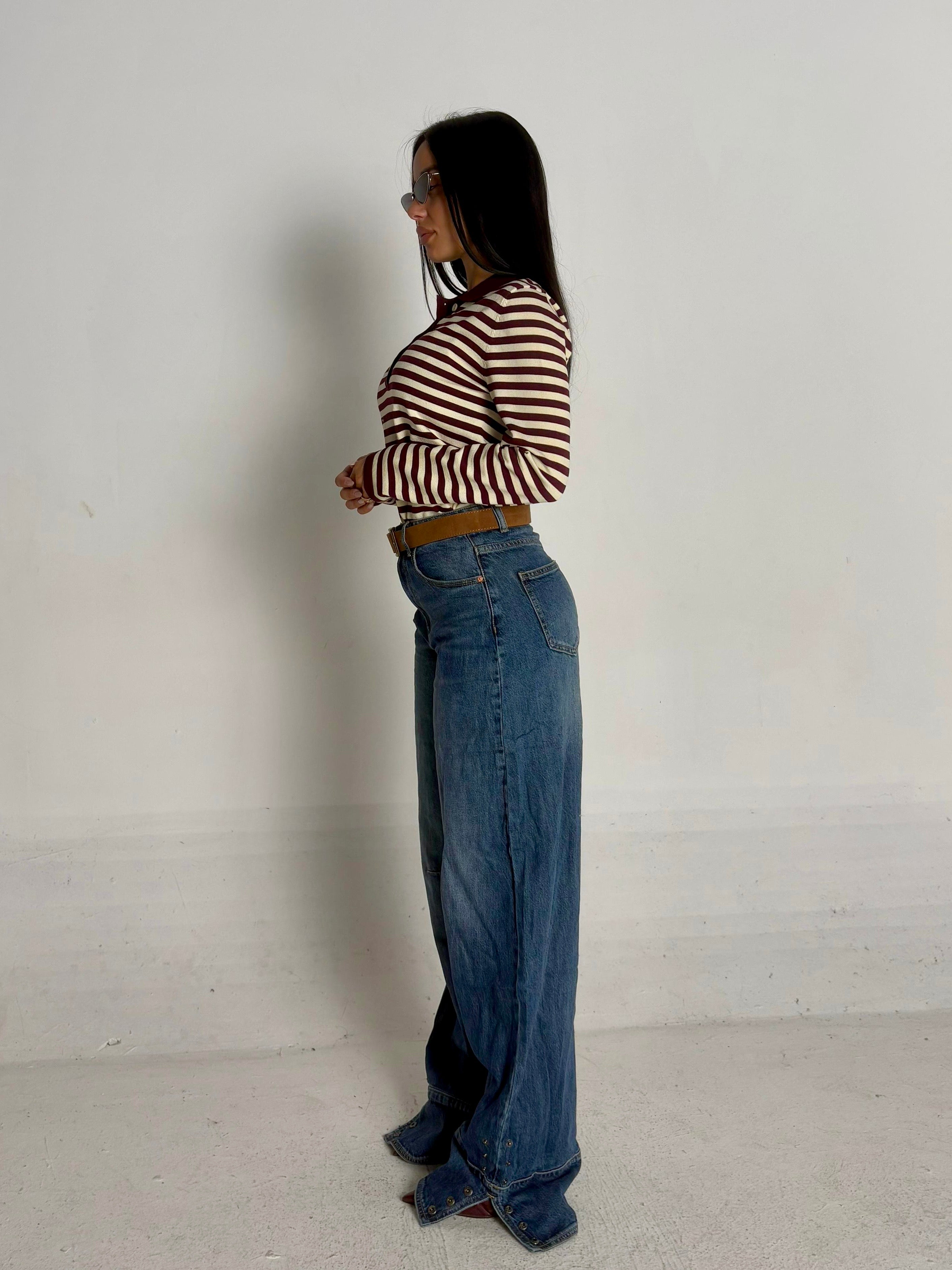 Jeans con piegone lavaggio chiaro