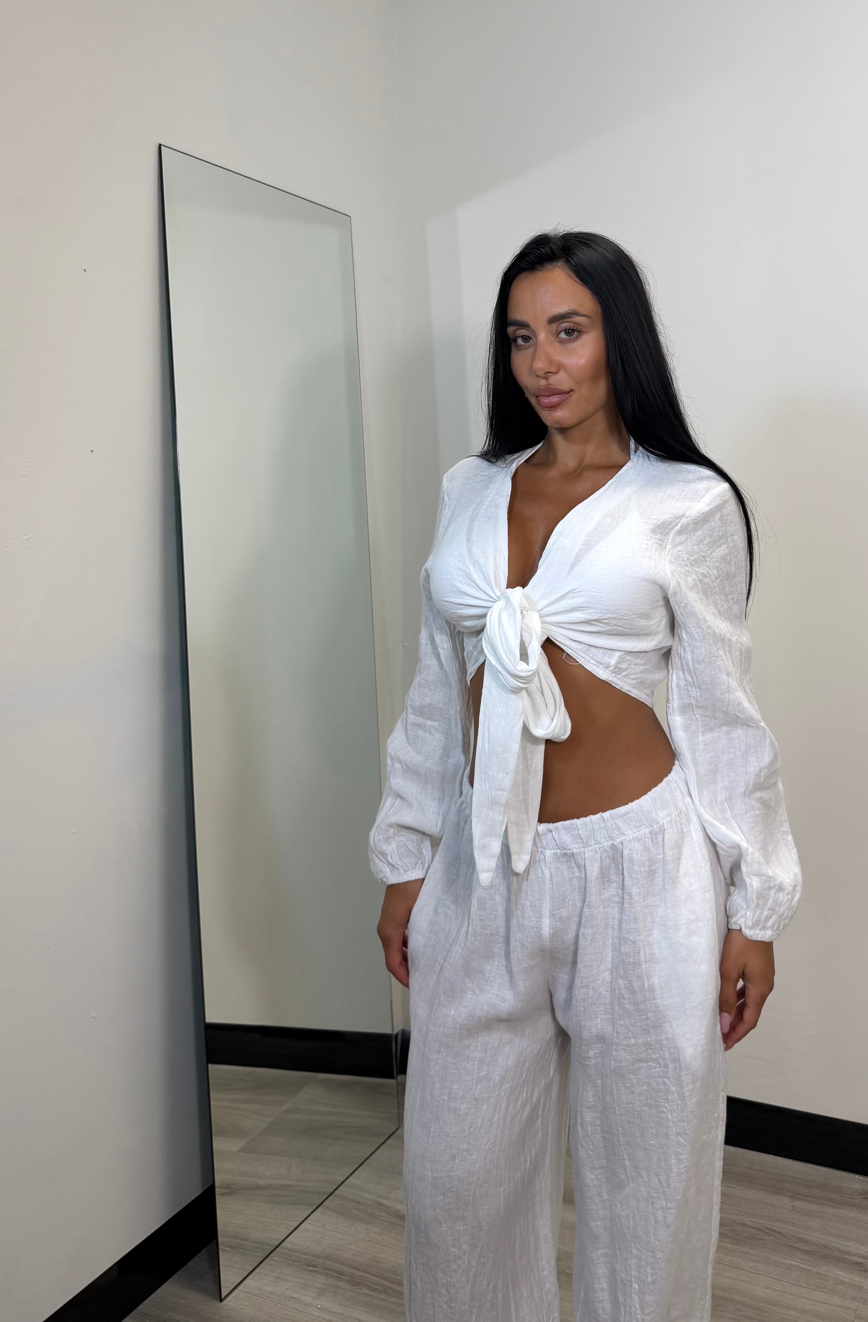 CAMICIA CROP IN LINO
