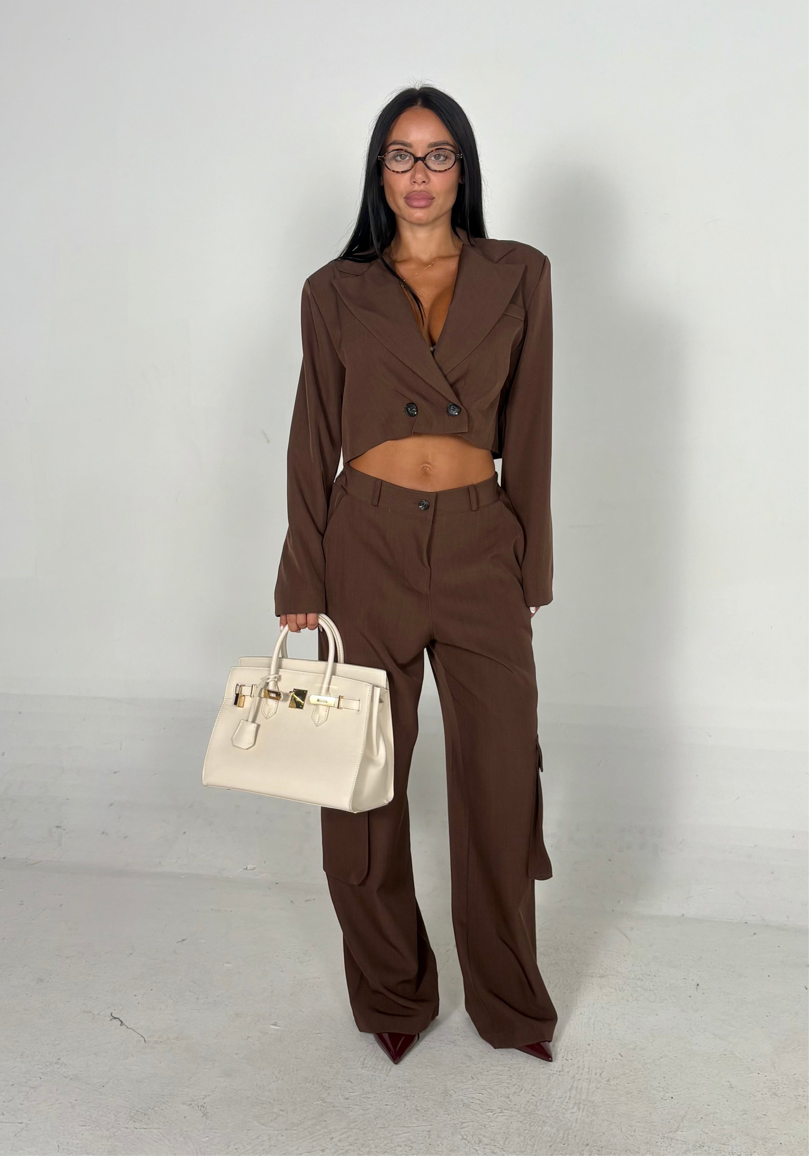 Tailleur cargo marrone