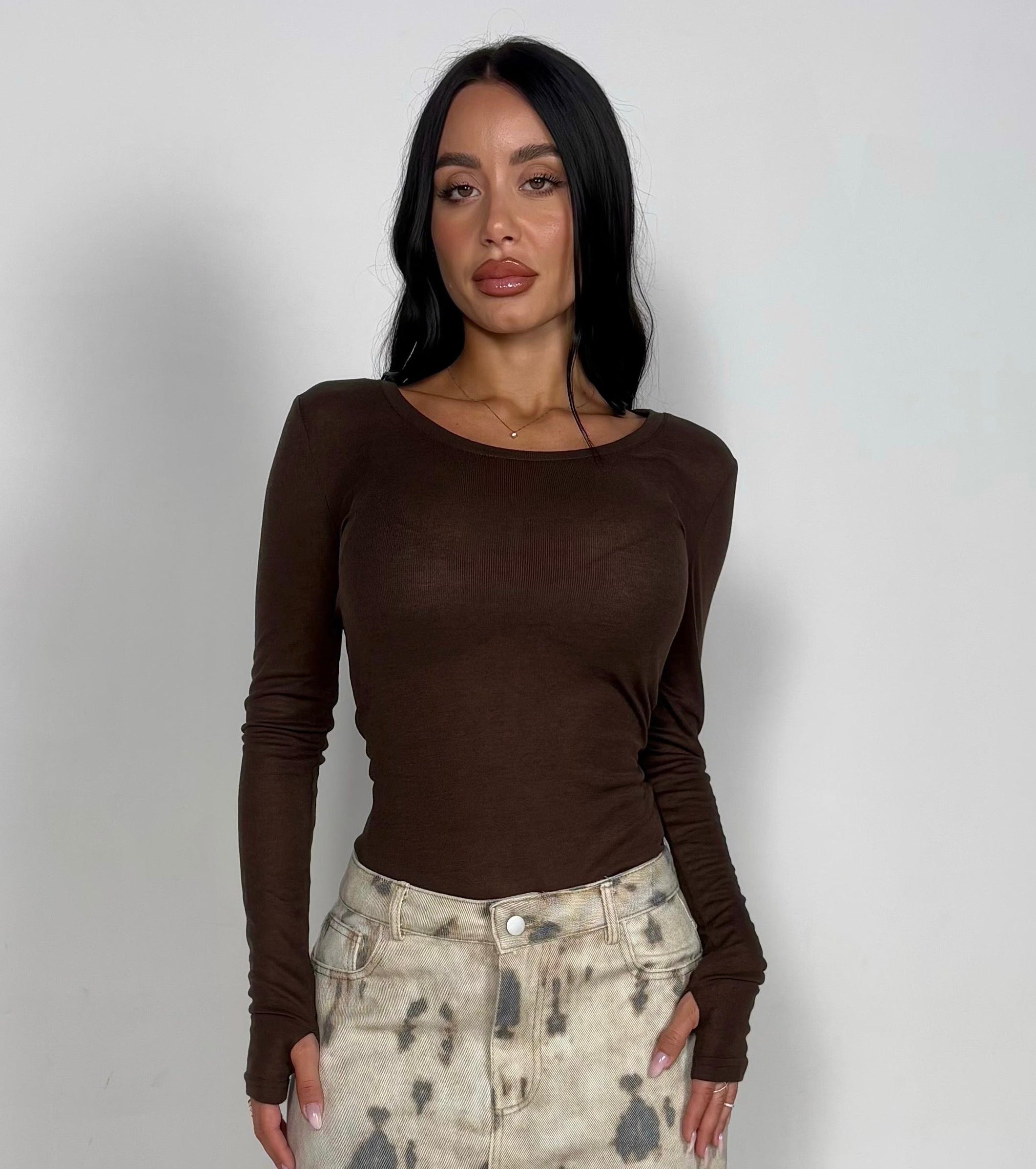 Maglia girocollo marrone