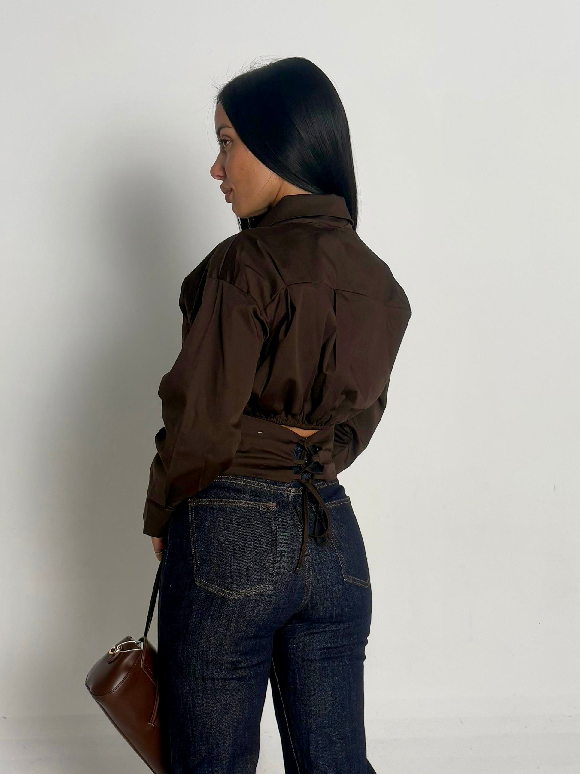 Camicia con bustino marrone