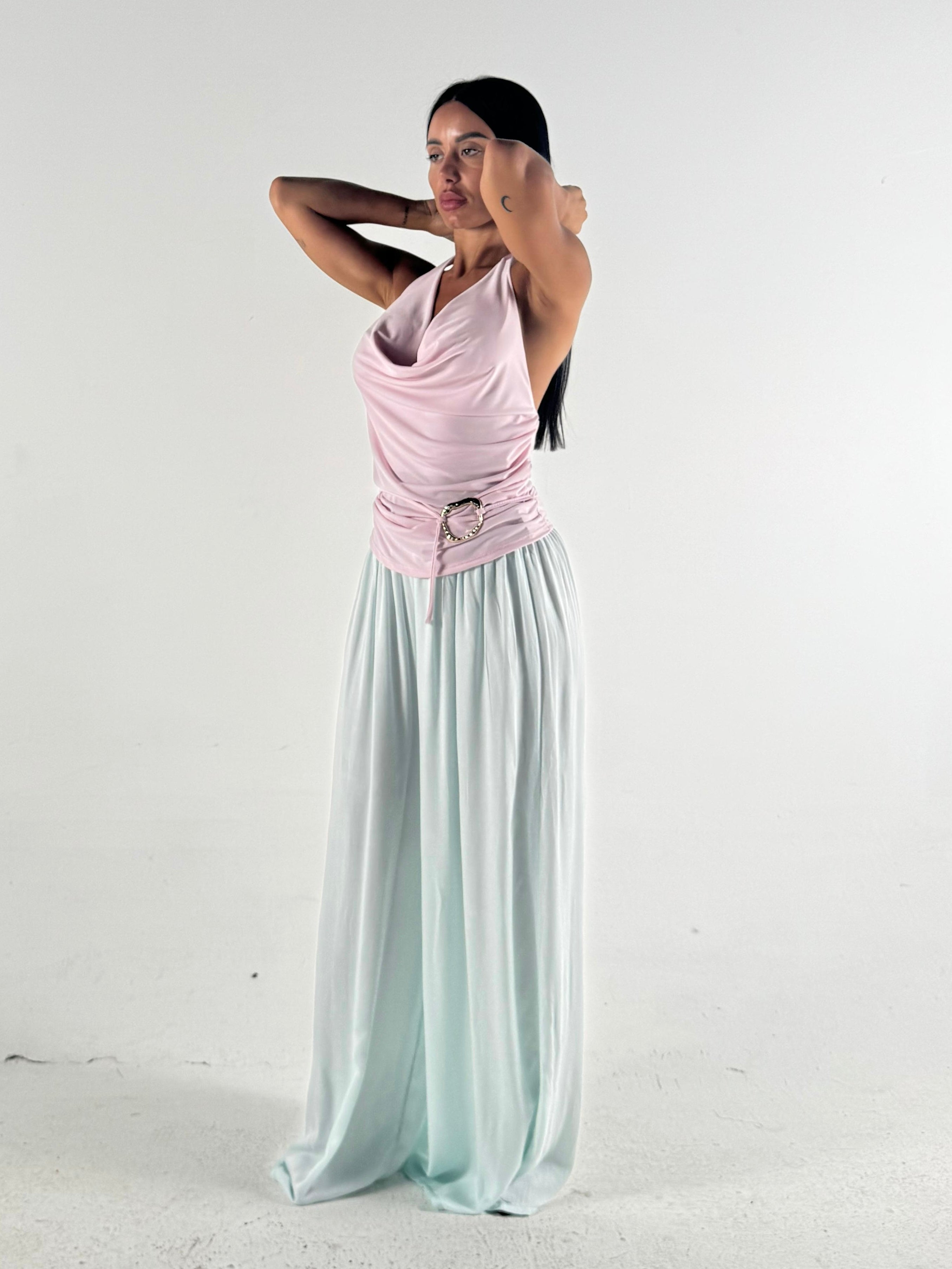 Pantalone in tessuto azzurro