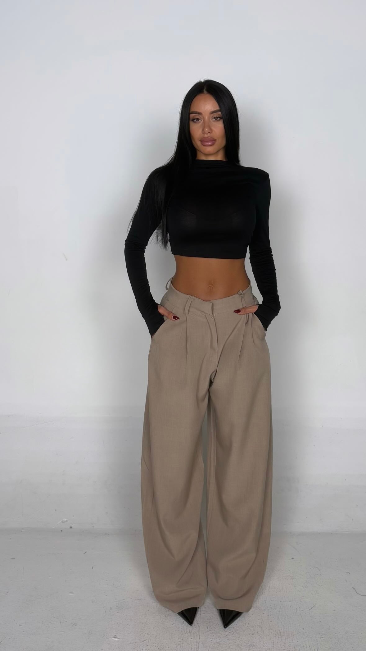 Pantalone palazzo beige