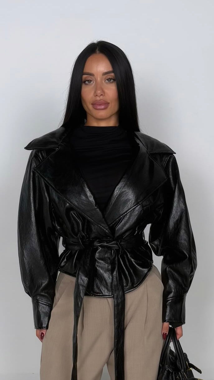 Giubbino ecopelle west nero