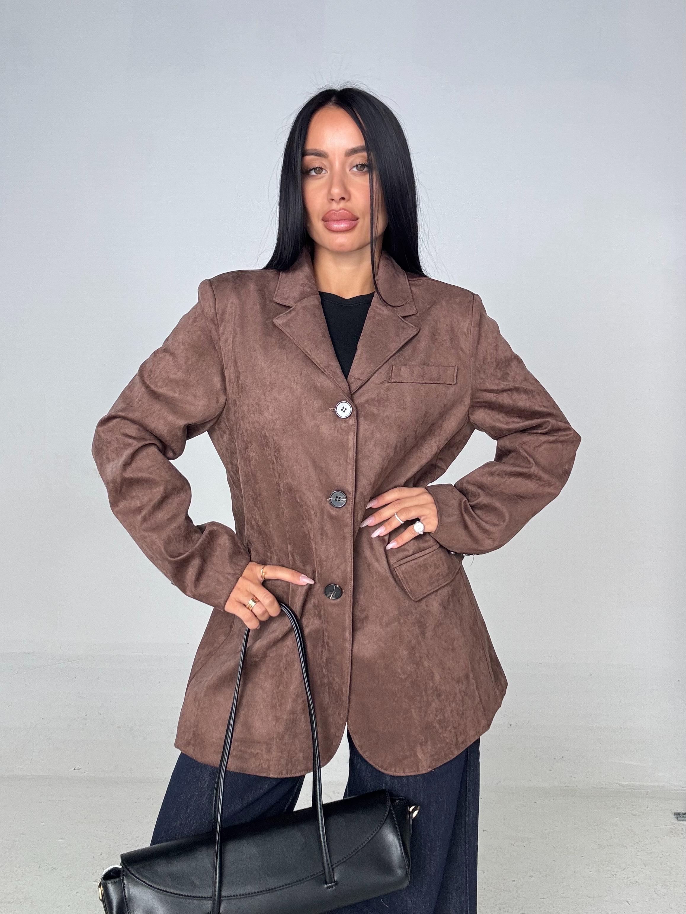 Blazer in ecosuede marrone
