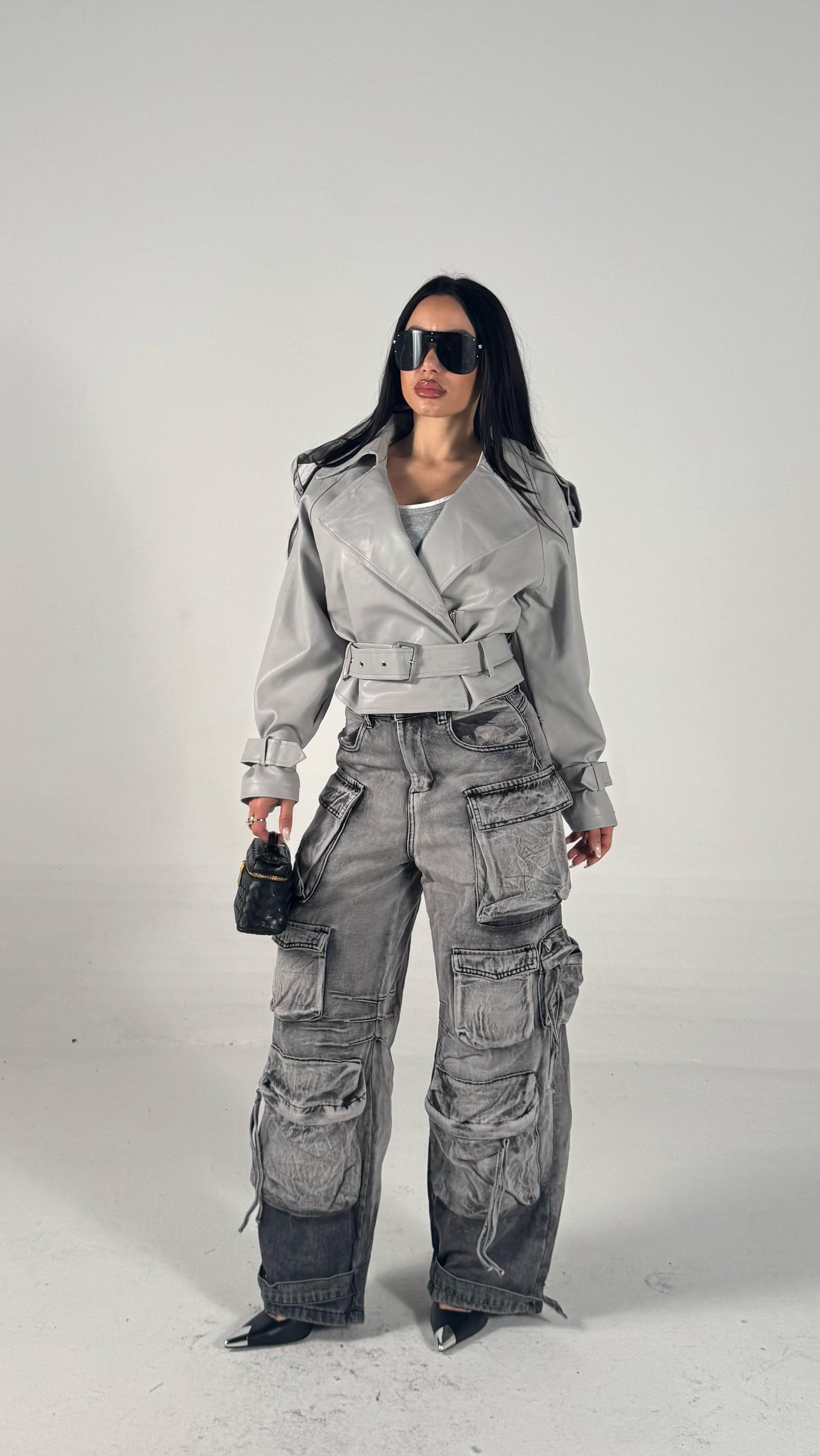 Trench ecopelle grigio