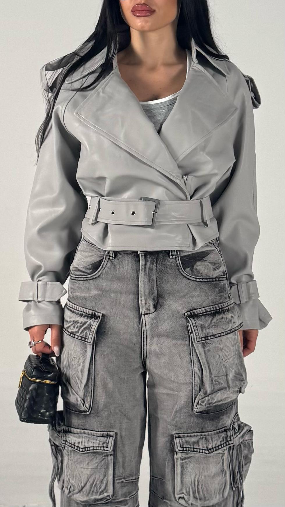Trench ecopelle grigio