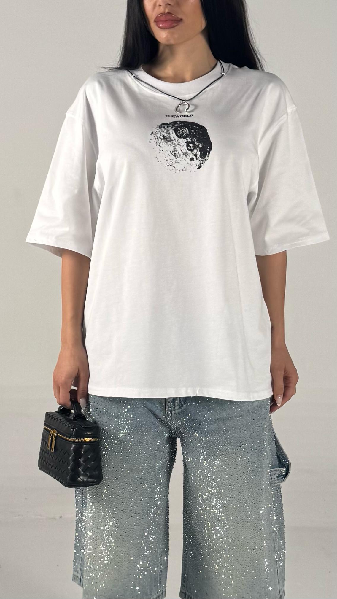 T-shirt MOON bianco