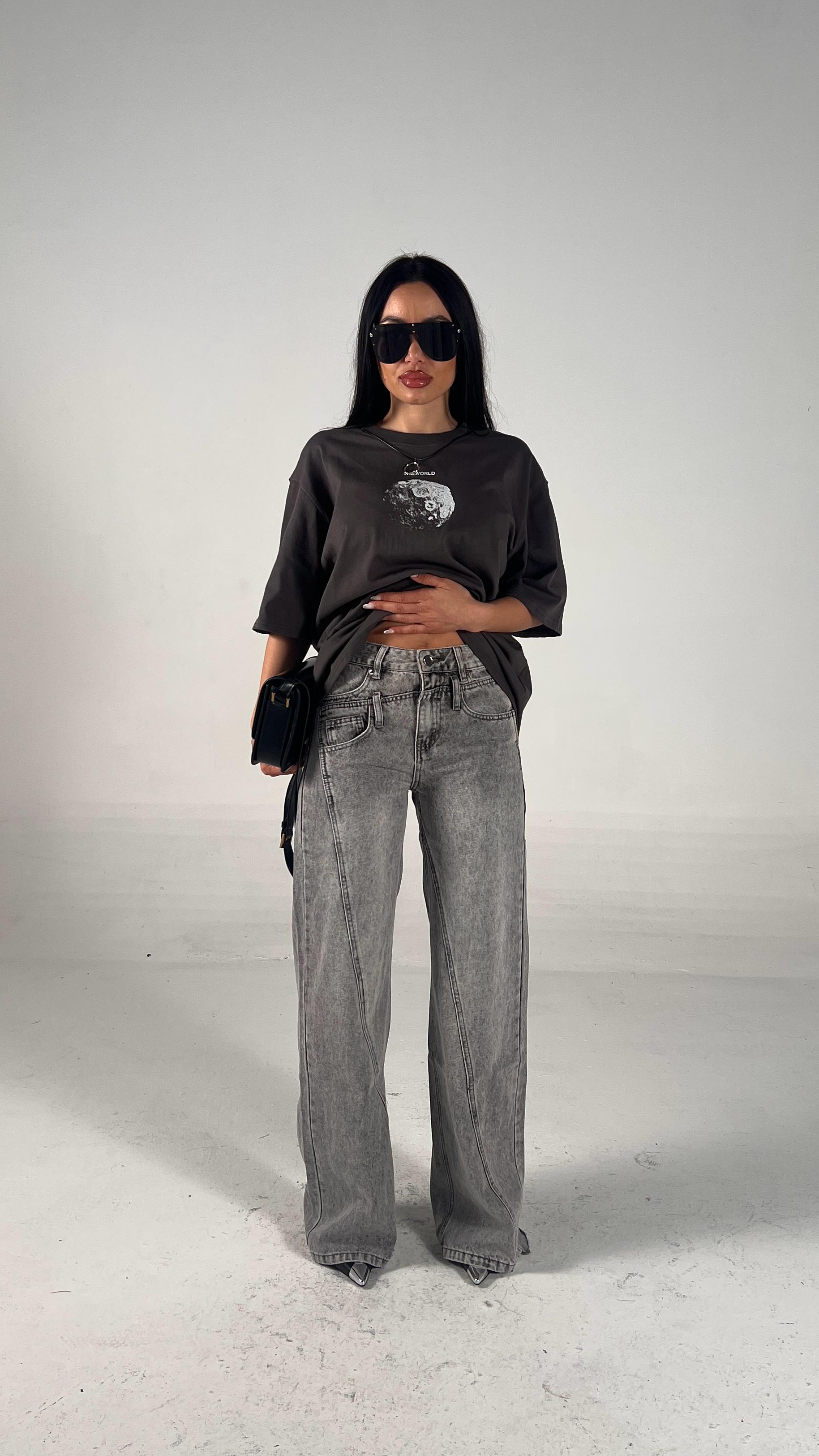 Jeans grigio palazzo
