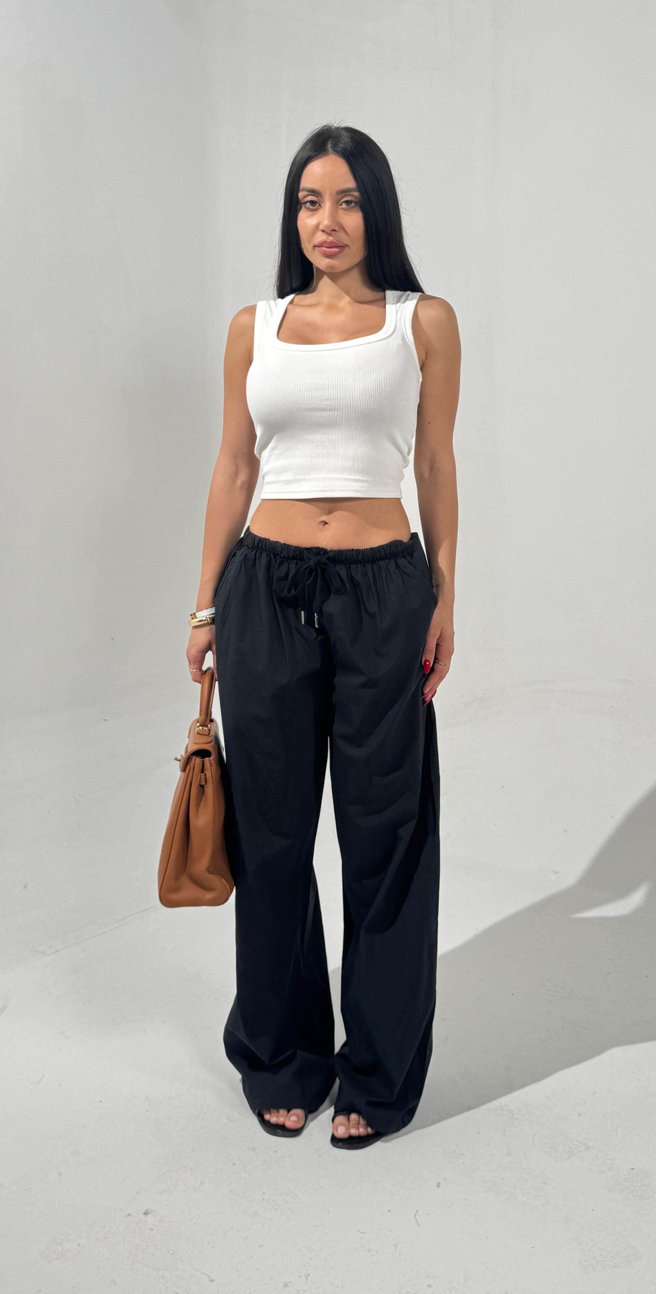 Pantalone con elastico nero