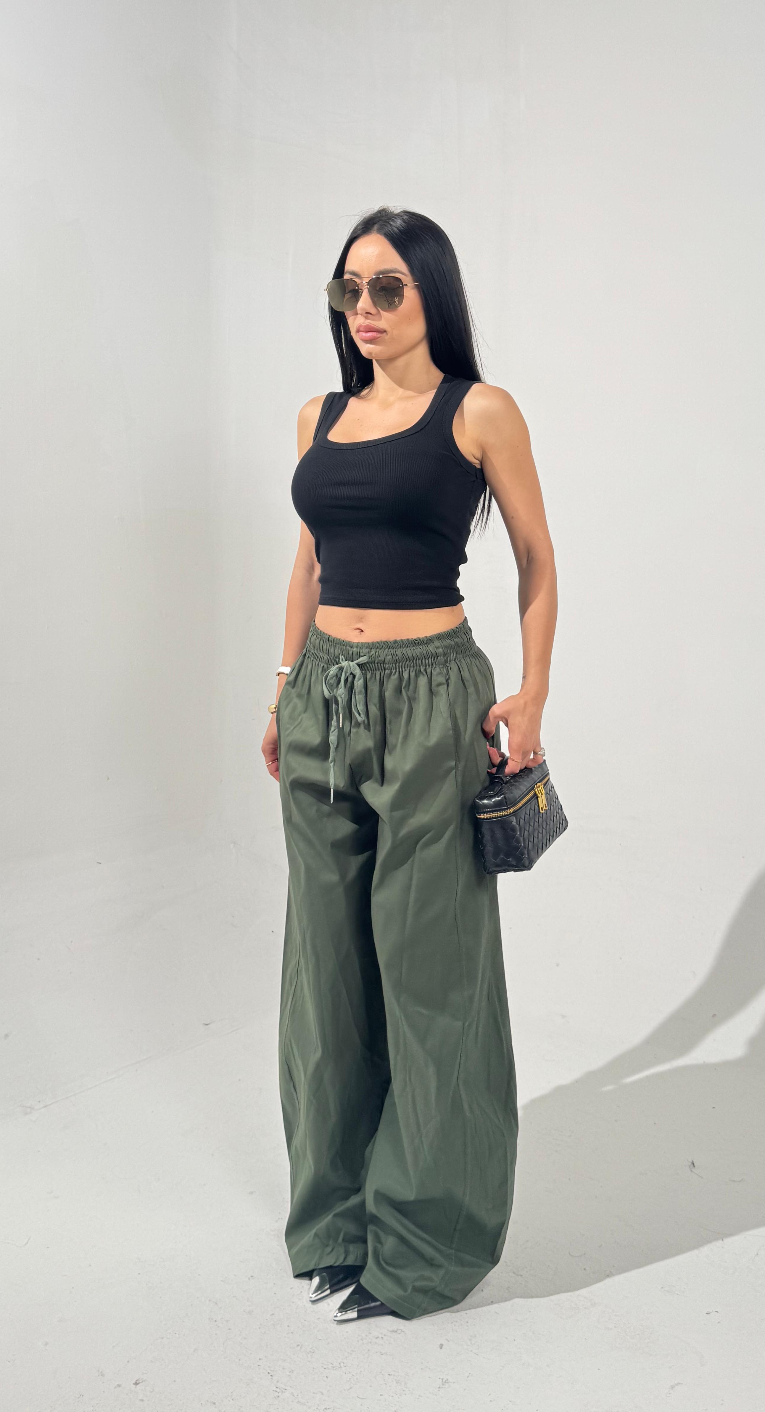 Pantalone con elastico in cotone