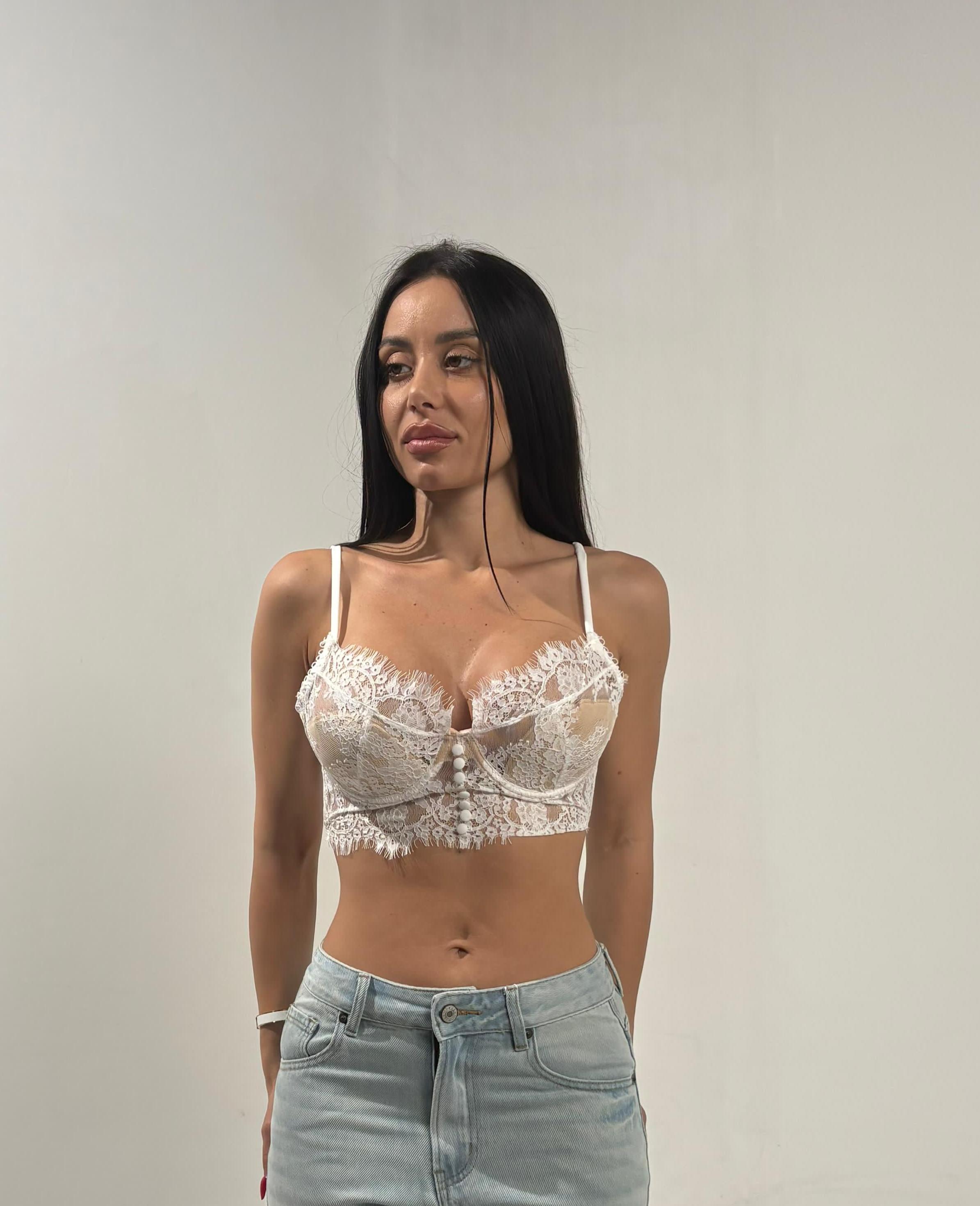 Bralette in pizzo bianco
