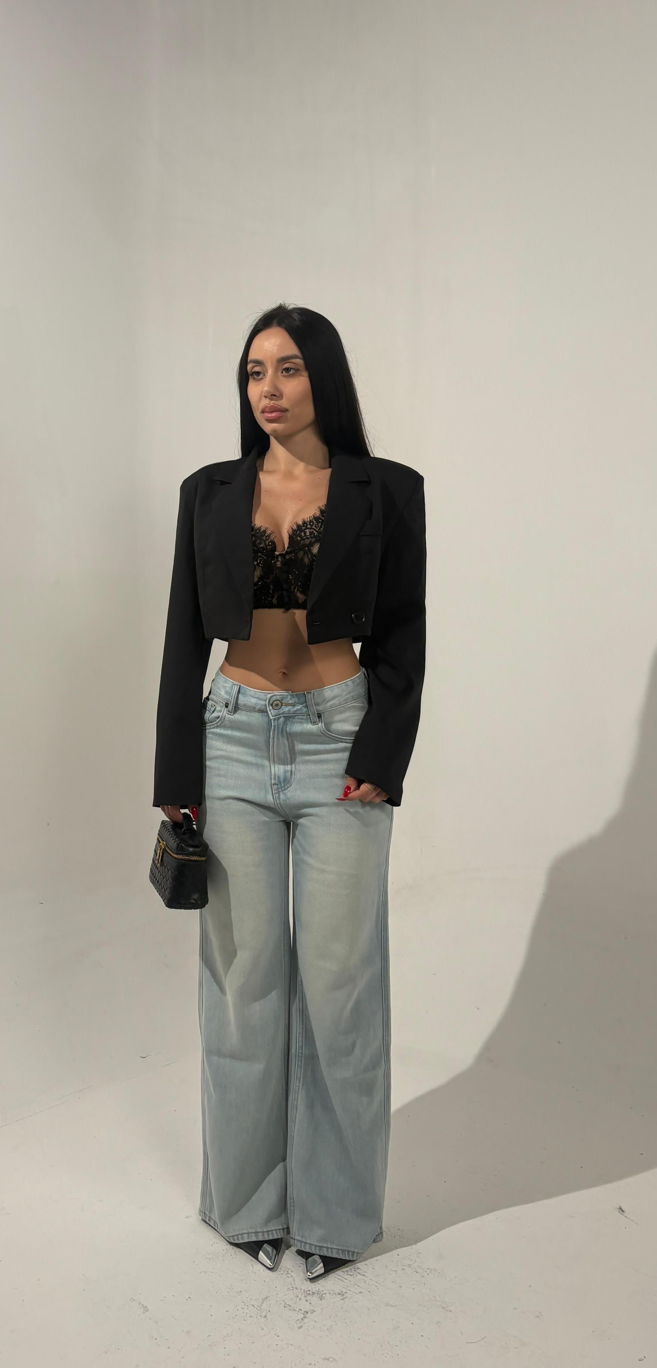 Blazer crop nero