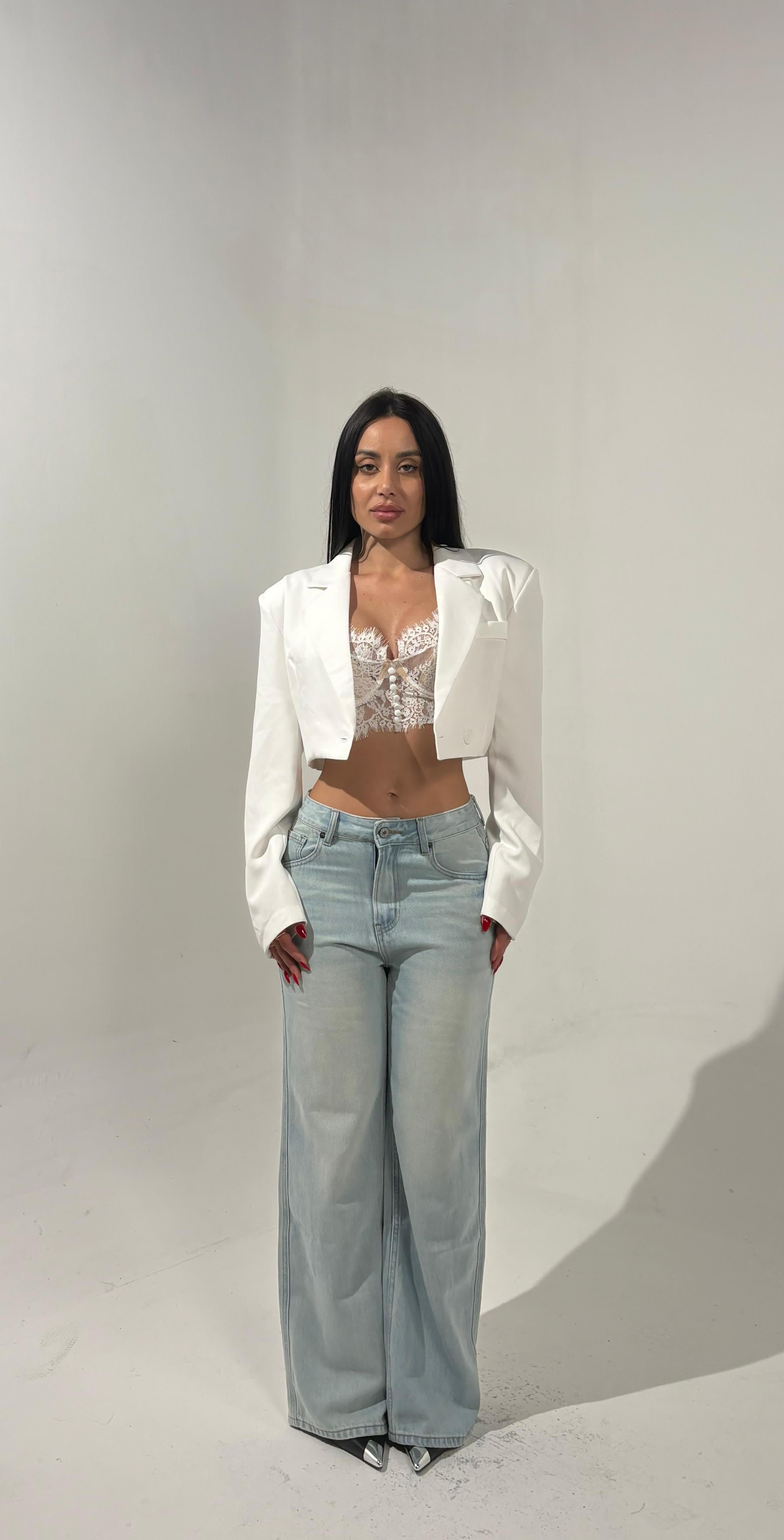 Blazer crop bianco