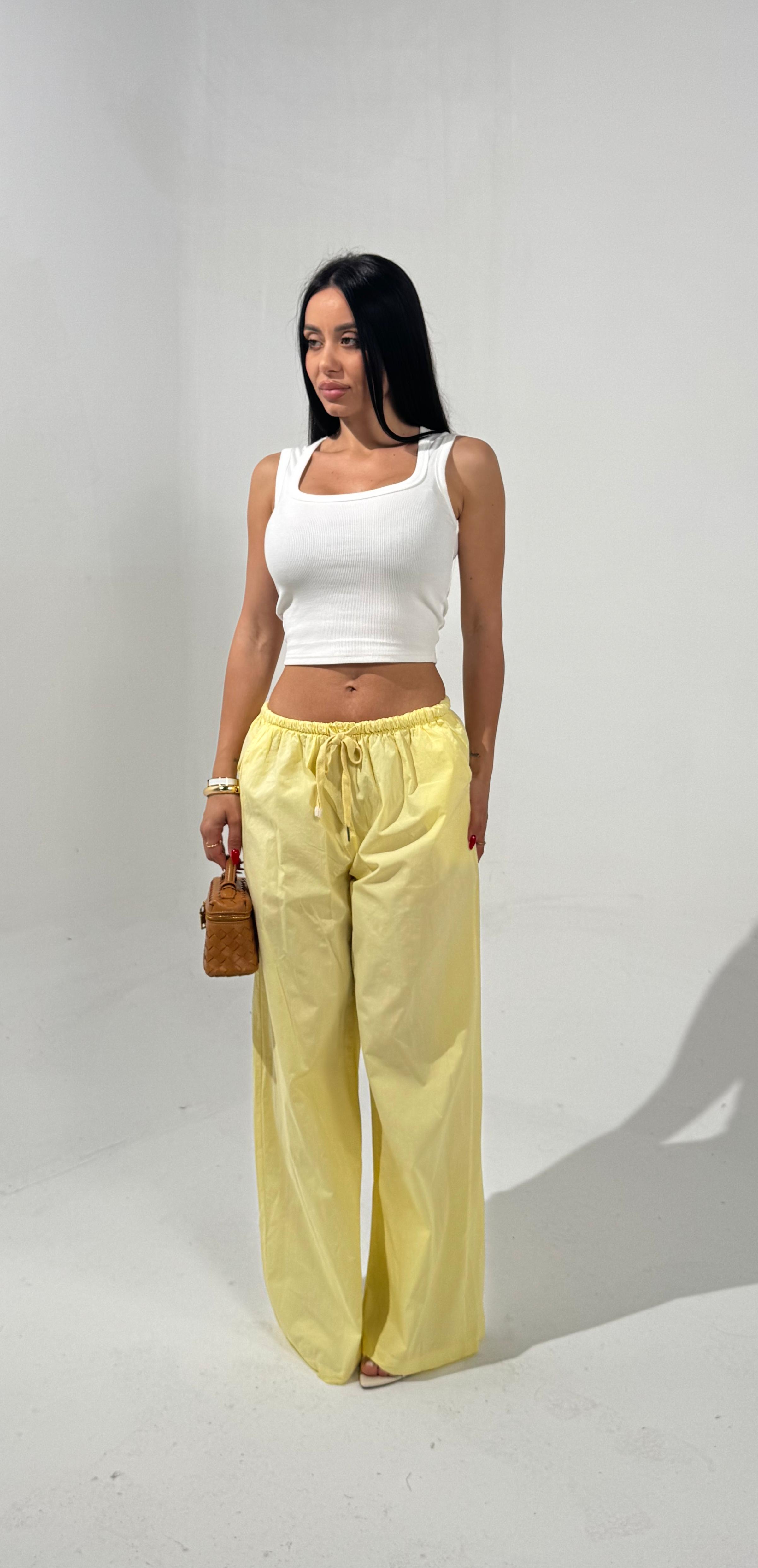 Pantalone con elastico giallo