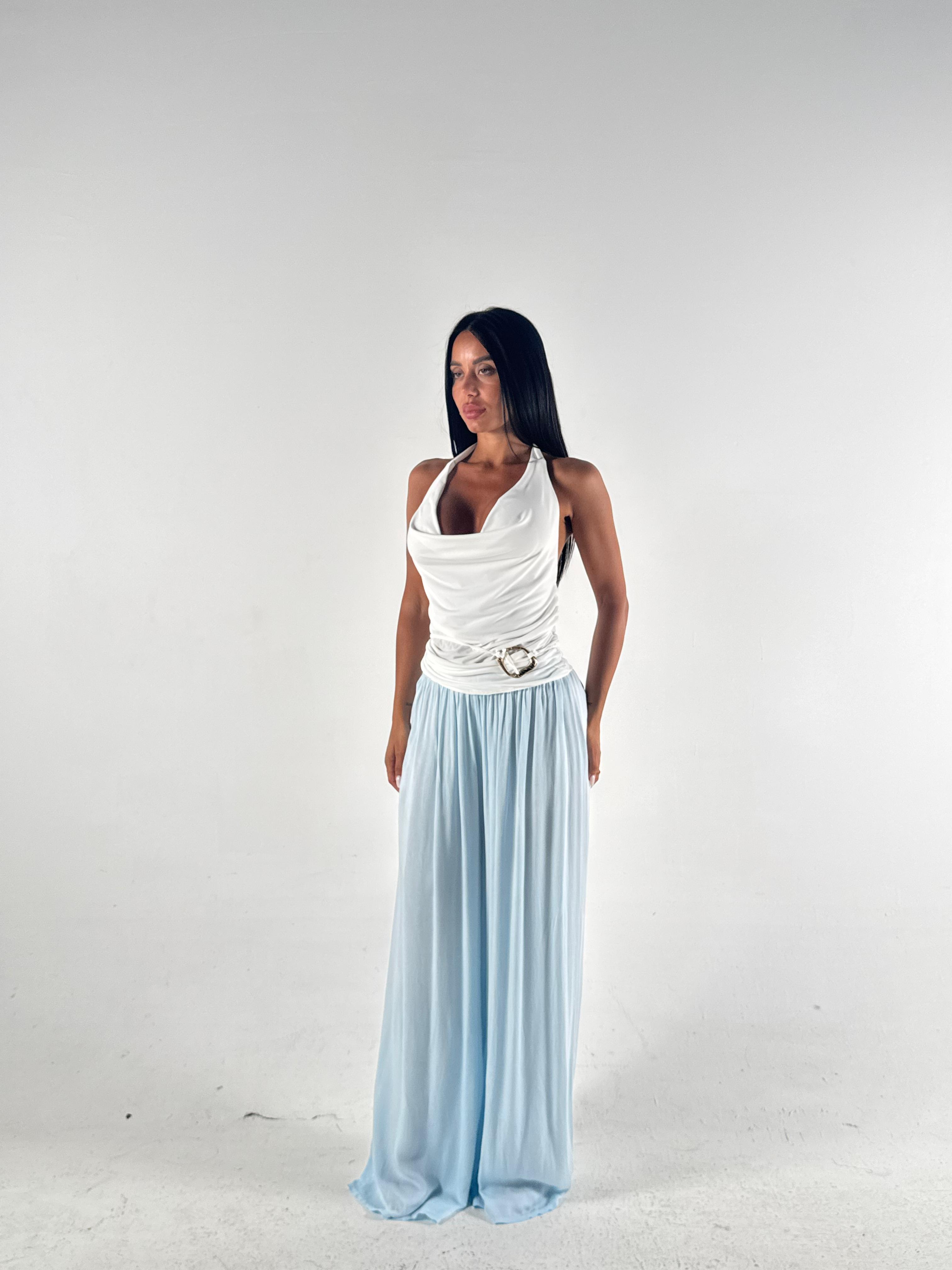 Pantalone in tessuto celeste